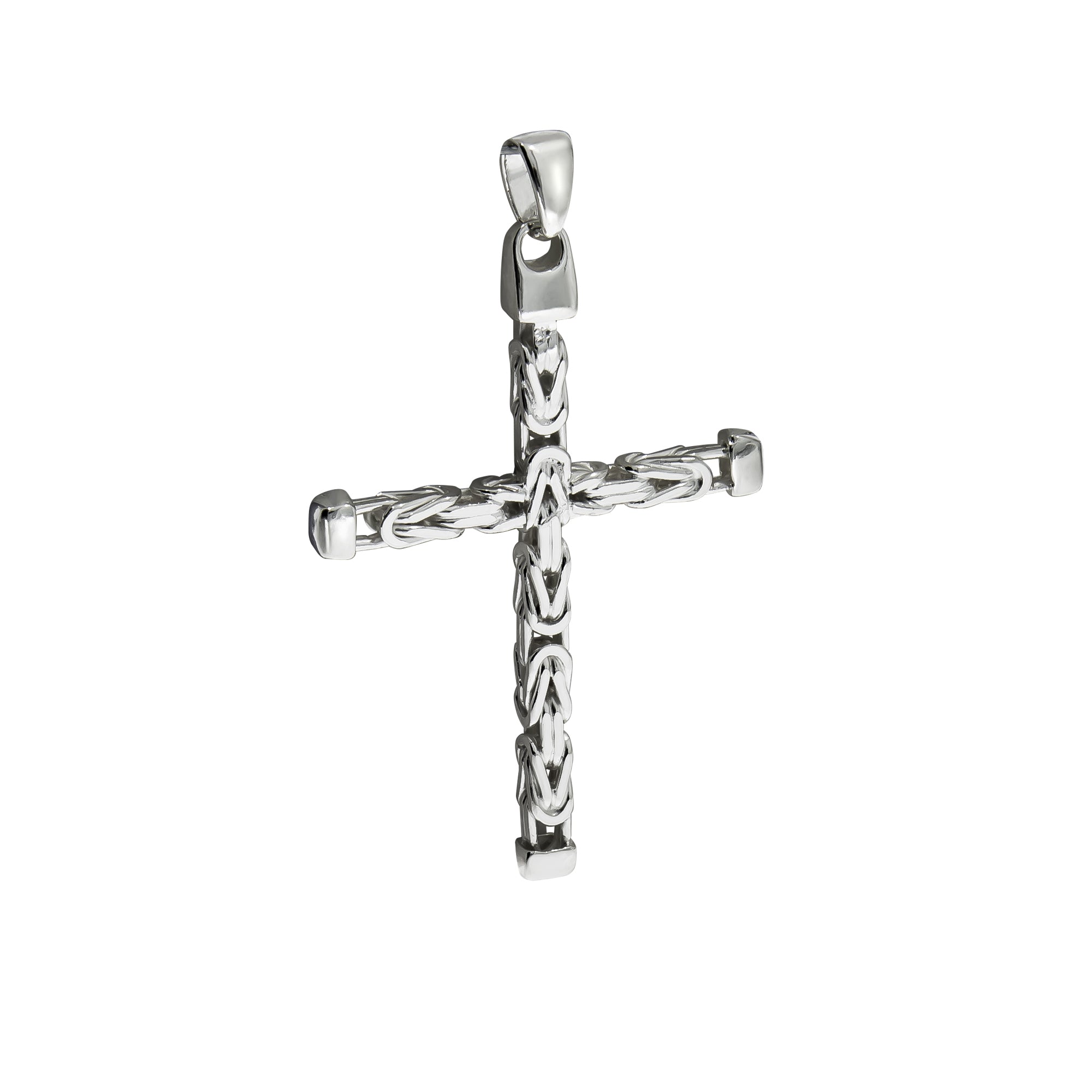 Kreuz Kette Silber Herren mit Anhänger 925 Königskette poliert 62mm