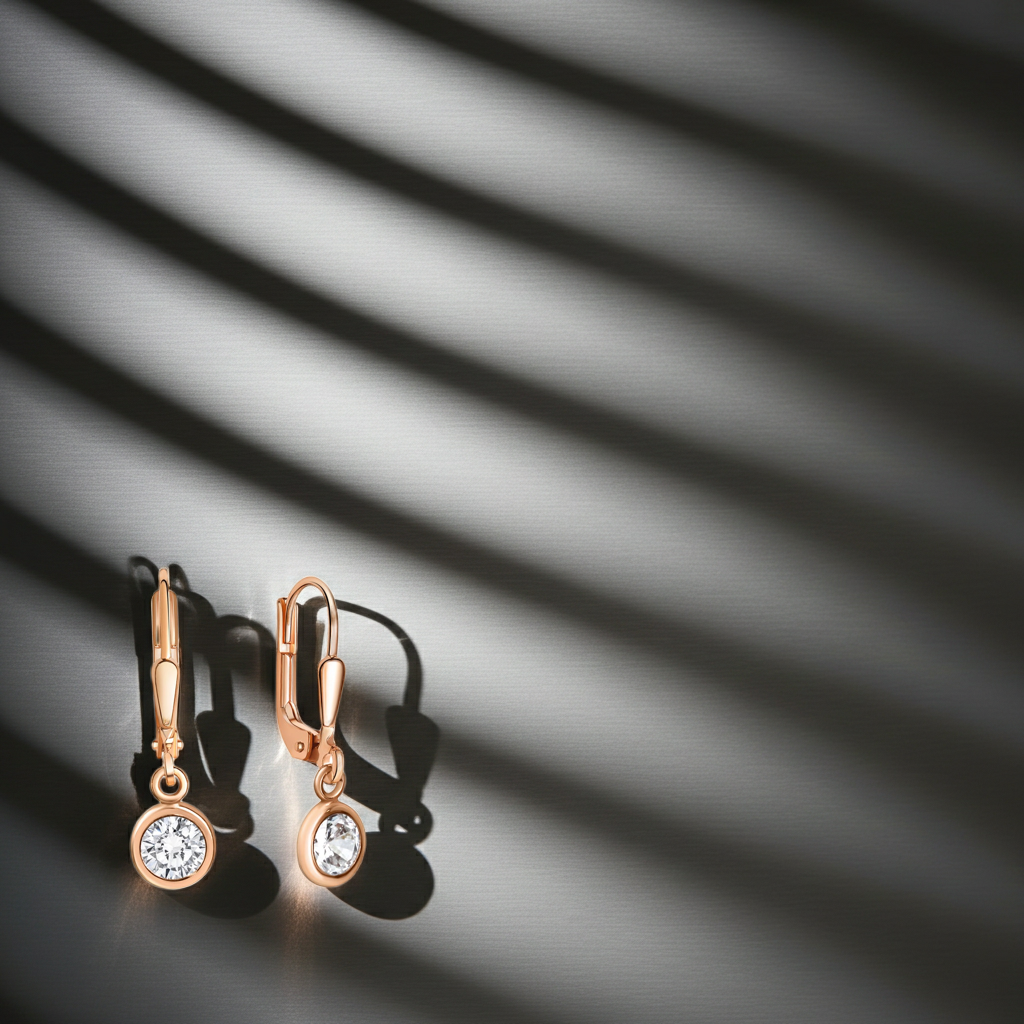 Ohrringe Silber 925 rosé-vergoldet mit Zirkonia weiß 25mm lang