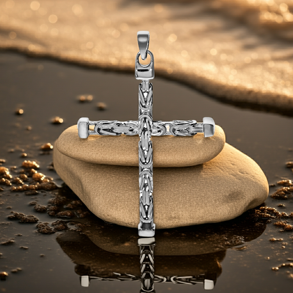 Kreuz Anhänger Silber 925  /  Königskette poliert 75mm