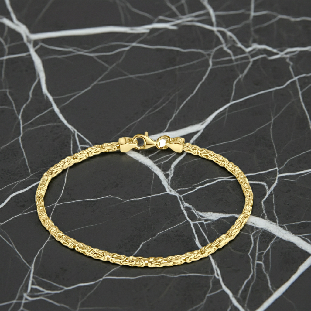 Armband 925/- Sterling Silber vergoldet Königskette 4x4mm 19cm