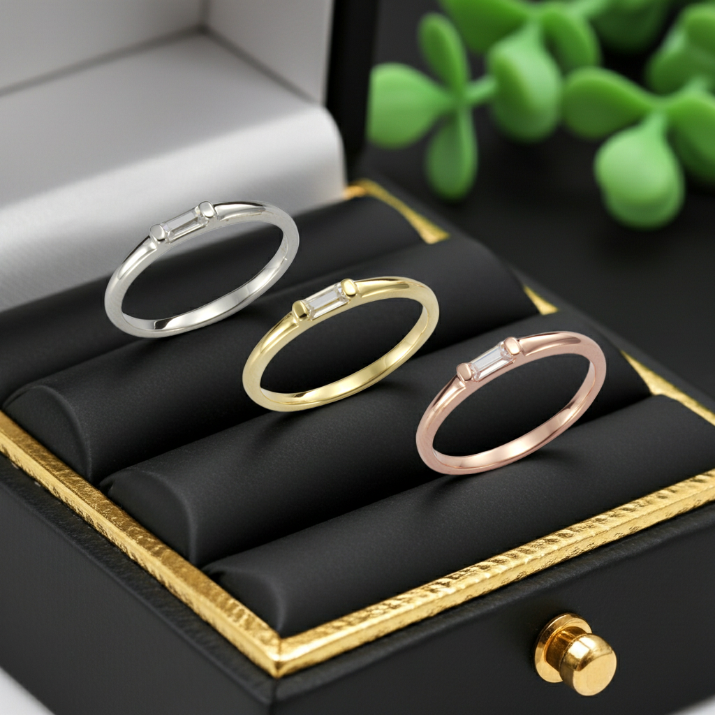 Ring Set 925 Silber dreifarbig Zirkonia weiß - Ringgröße: 062 (19,7)