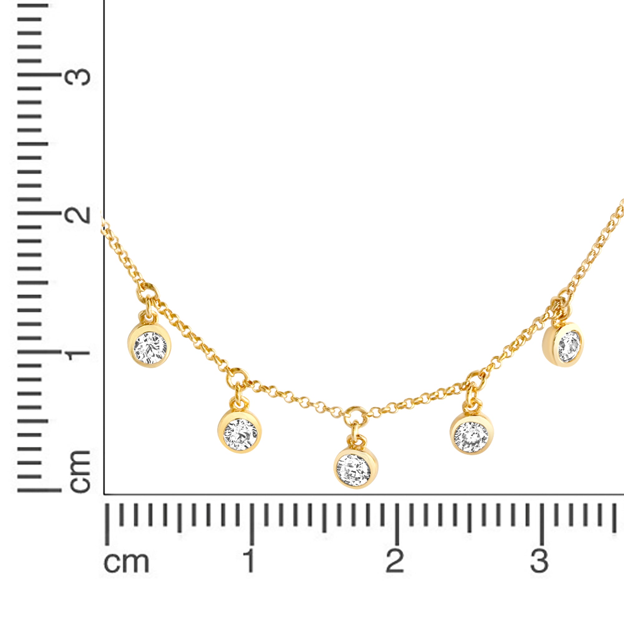 Halskette Silber 925 vergoldet 45cm lang mit weißen Zirkonia-Steinen