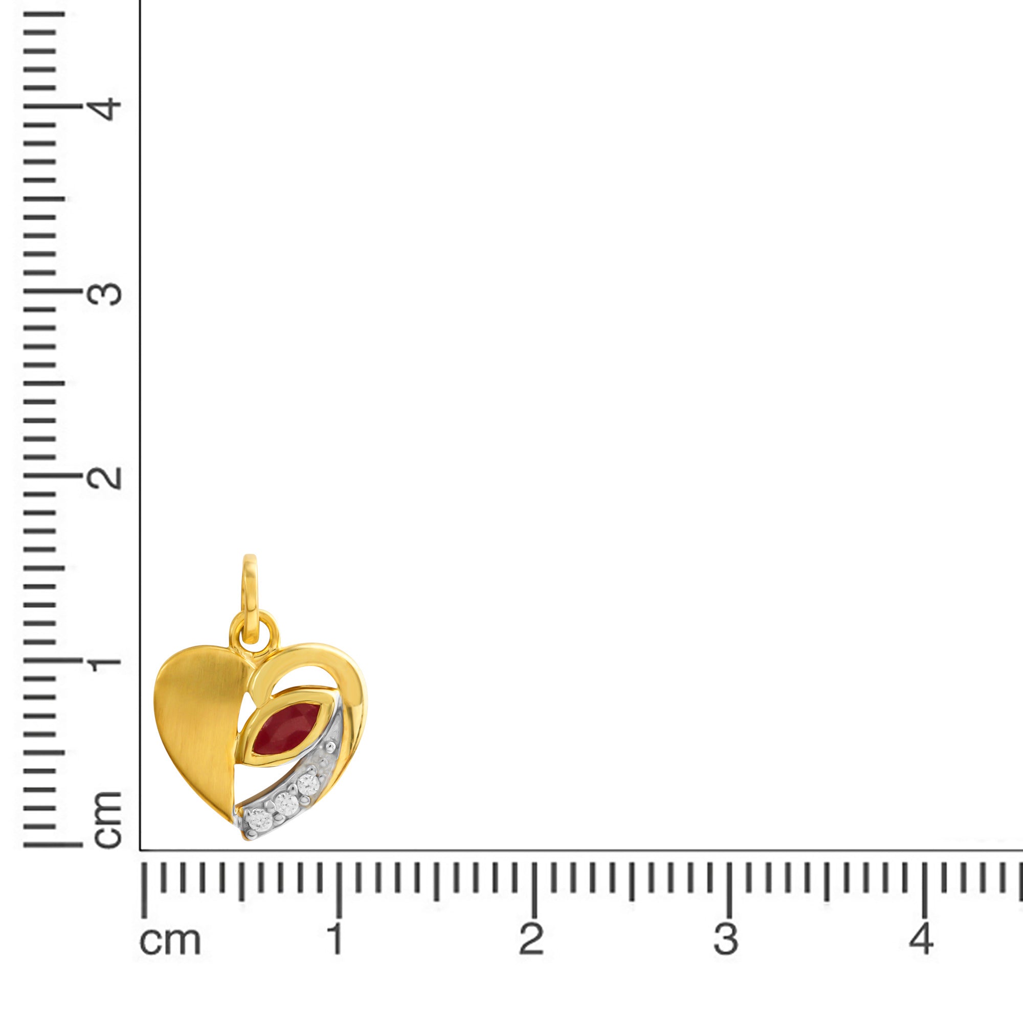 Anhänger 333 Gelbgold bicolor Motiv Herz Rubin