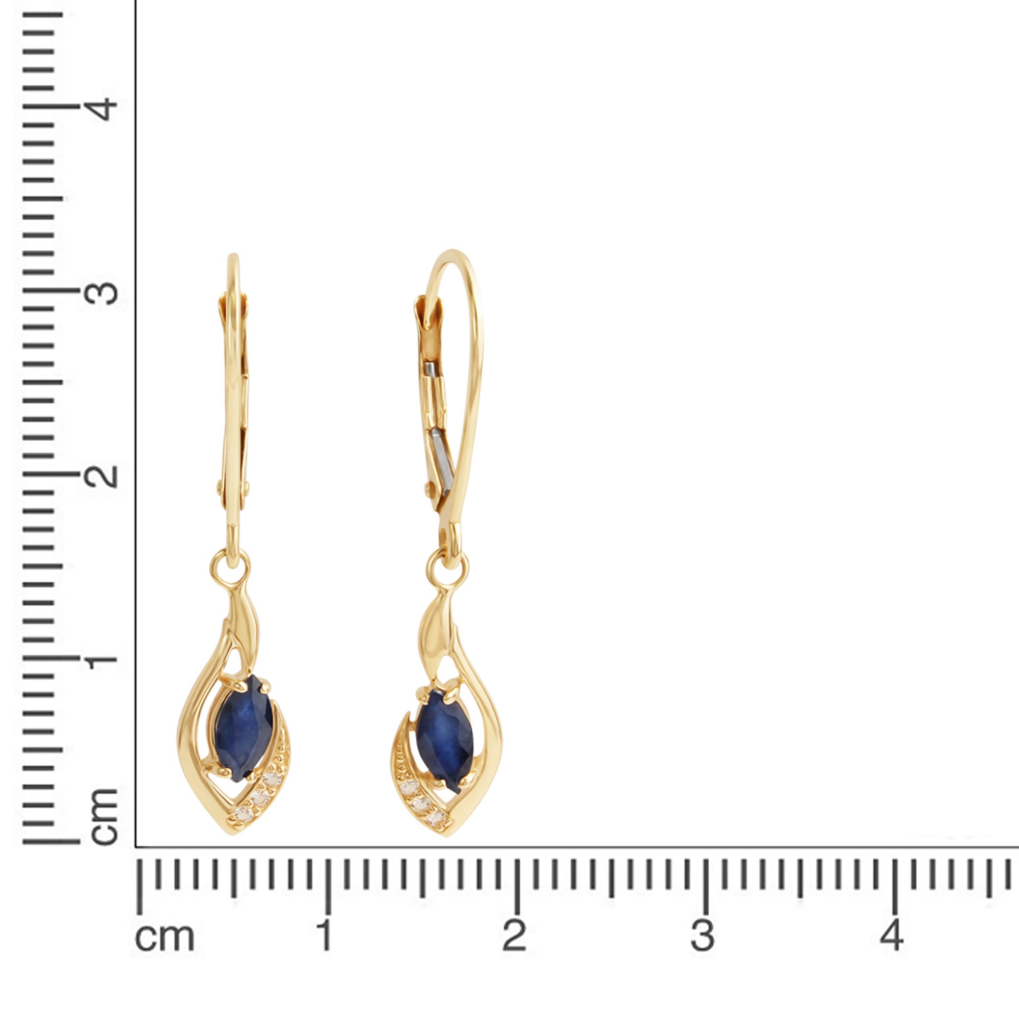 Ohrhänger 375 Gelbgold mit Safir und Weißtopas