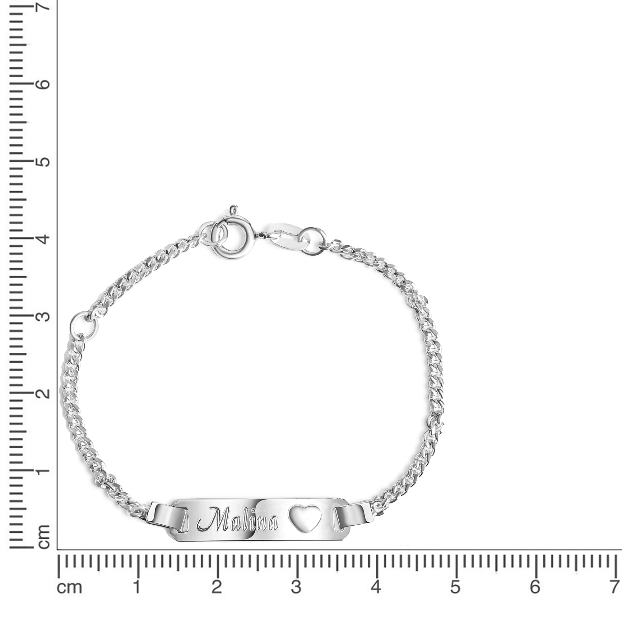 Armband 925 Sterling Silber glanz Herz 12/14cm Gravur Namen 8 Buchstaben