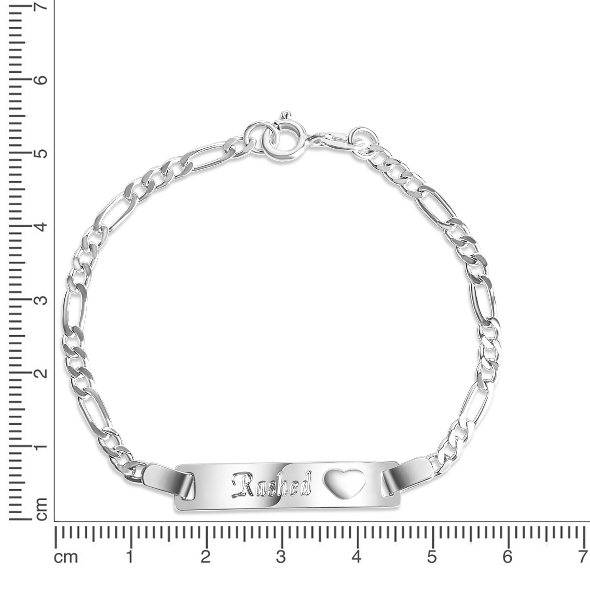 Armband 925 Sterling Silber glanz 16cm Herz Gravur Namen 8 Buchstaben