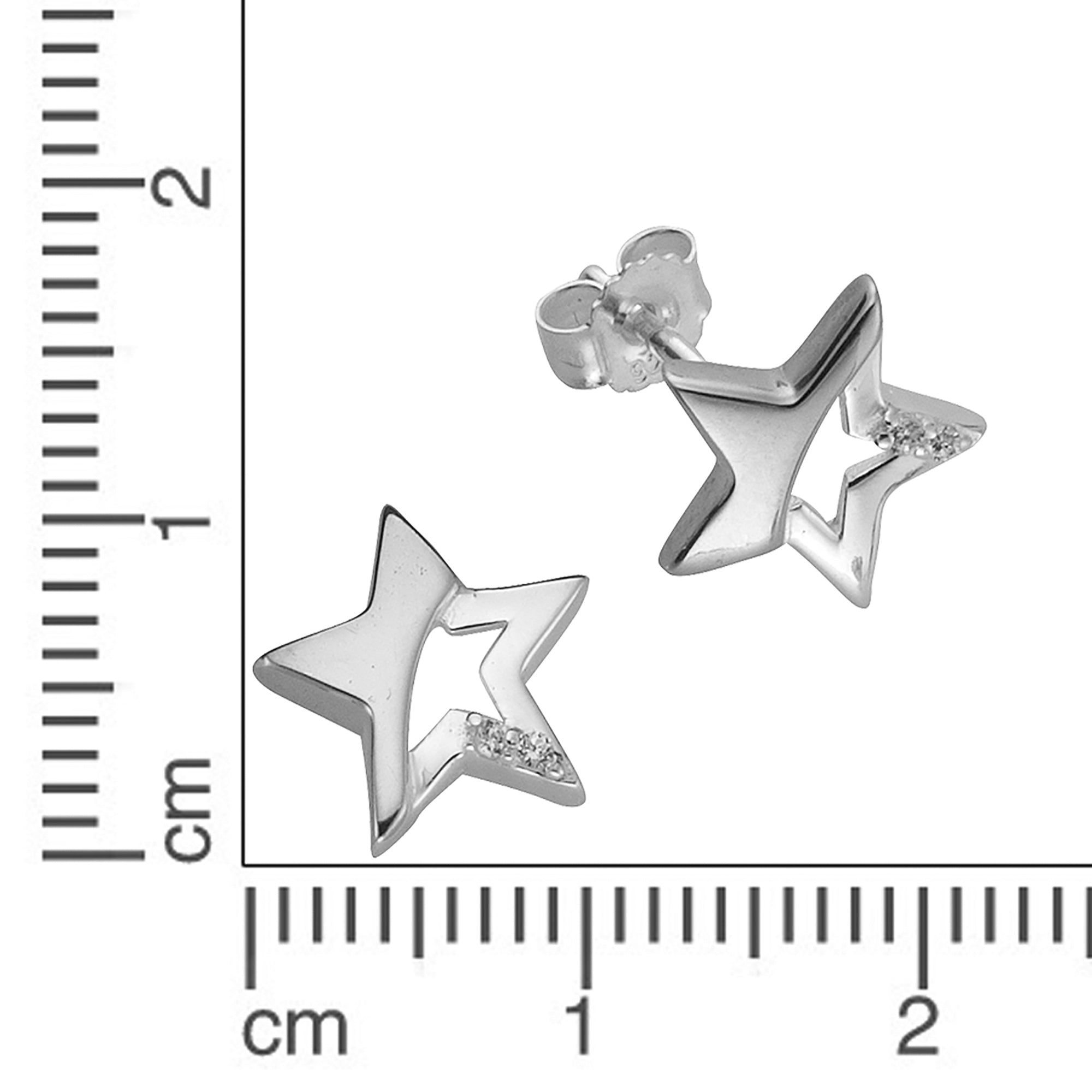Ohrstecker 925 Sterling Silber Stern Zirkonia