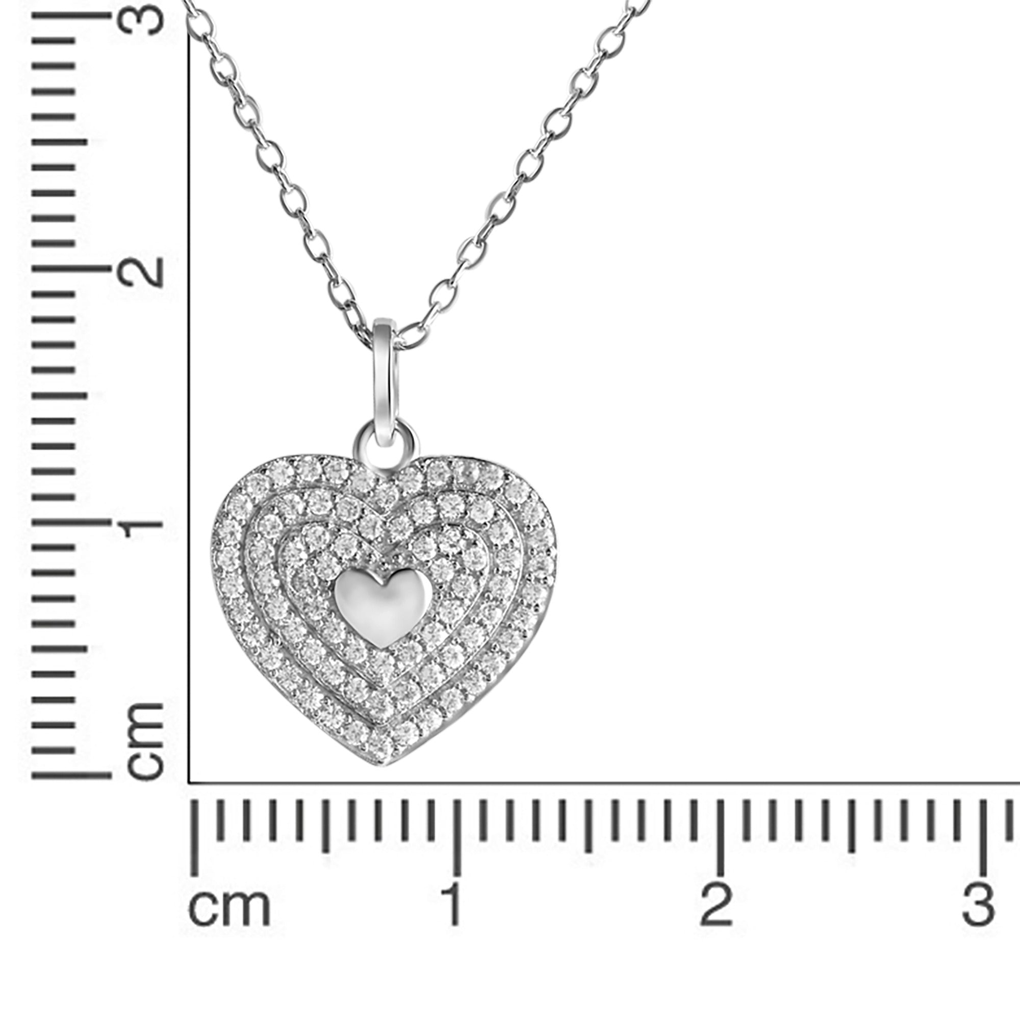 Anhänger mit Kette 925-Sterling Silber rhodiniert Zirkonia
