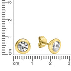 Ohrringe Silber 925 vergoldet mit weißem Zirkonia-Stein 6mm