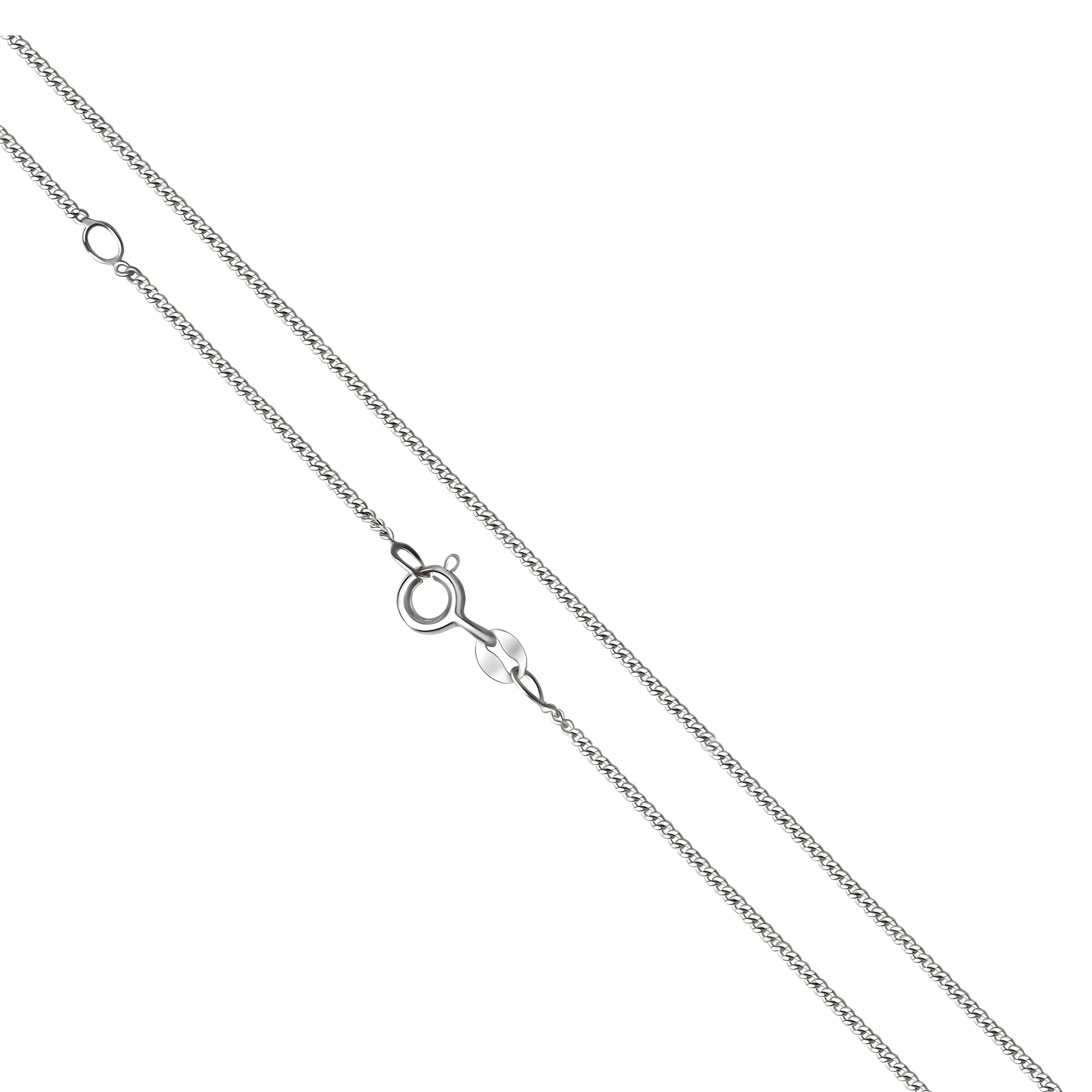 Weißgold Kette ohne Anhänger Damen – Panzerkette 375/- Weißgold diamantiert, 42+3 cm