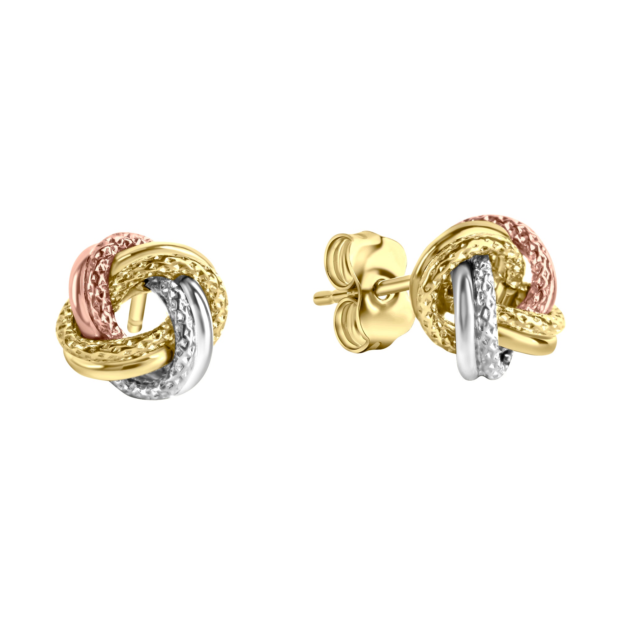 Ohrstecker 585/- Gelbgold tricolor strukturiert