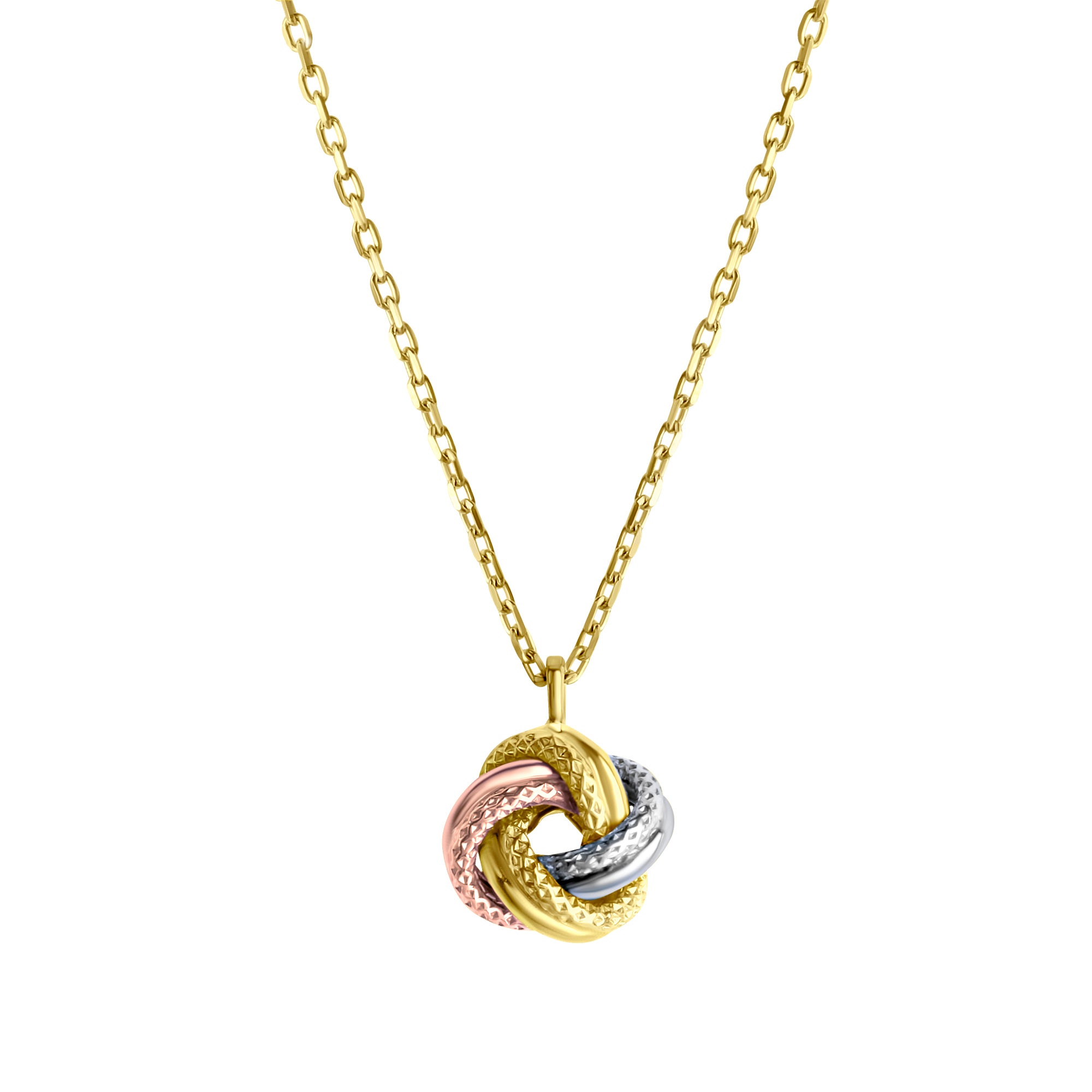 Anhänger mit Kette 585/- Gelbgold tricolor strukturiert