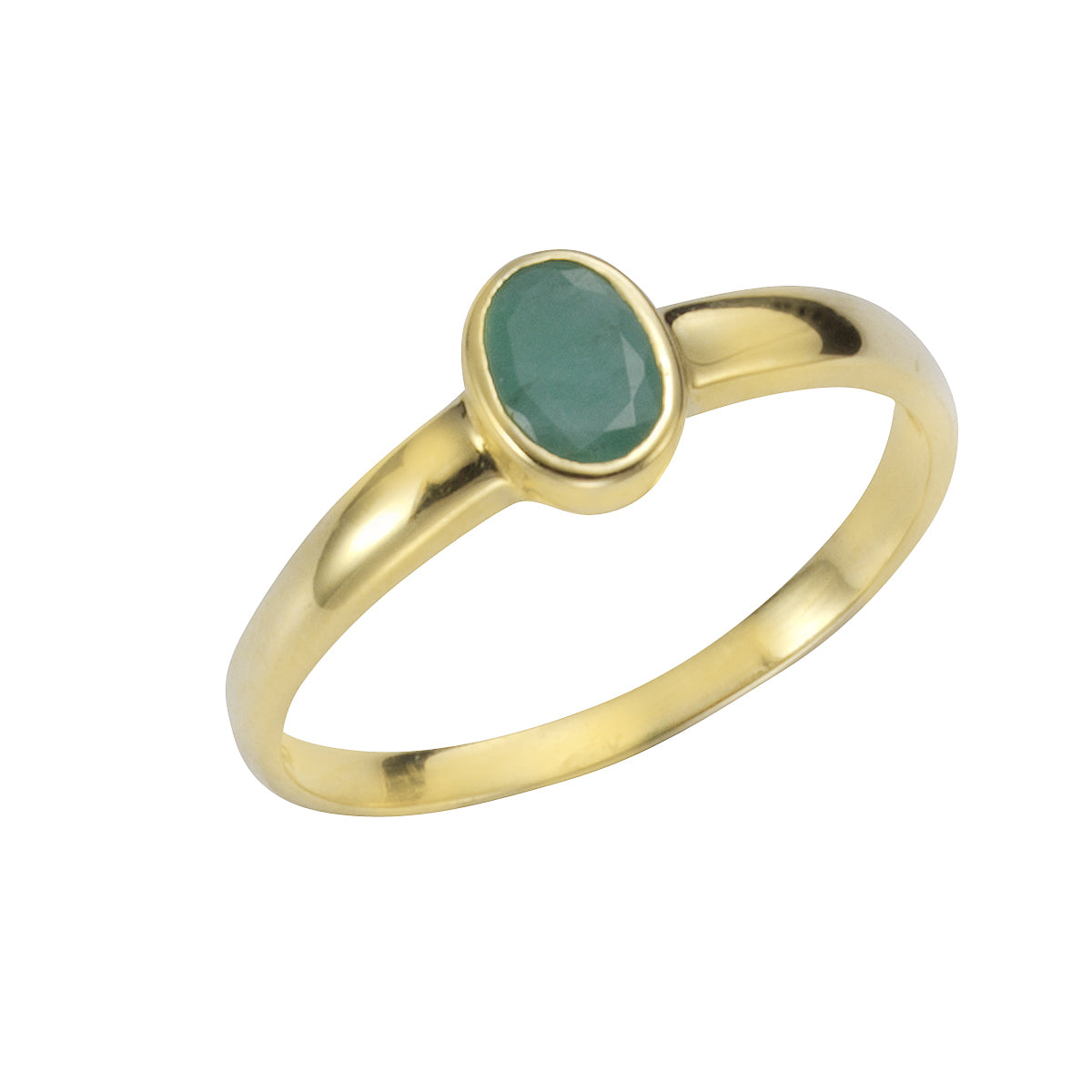 Ring Gold 585 mit echtem Smaragd 6x4mm - Ringgröße: 054 (17,2)