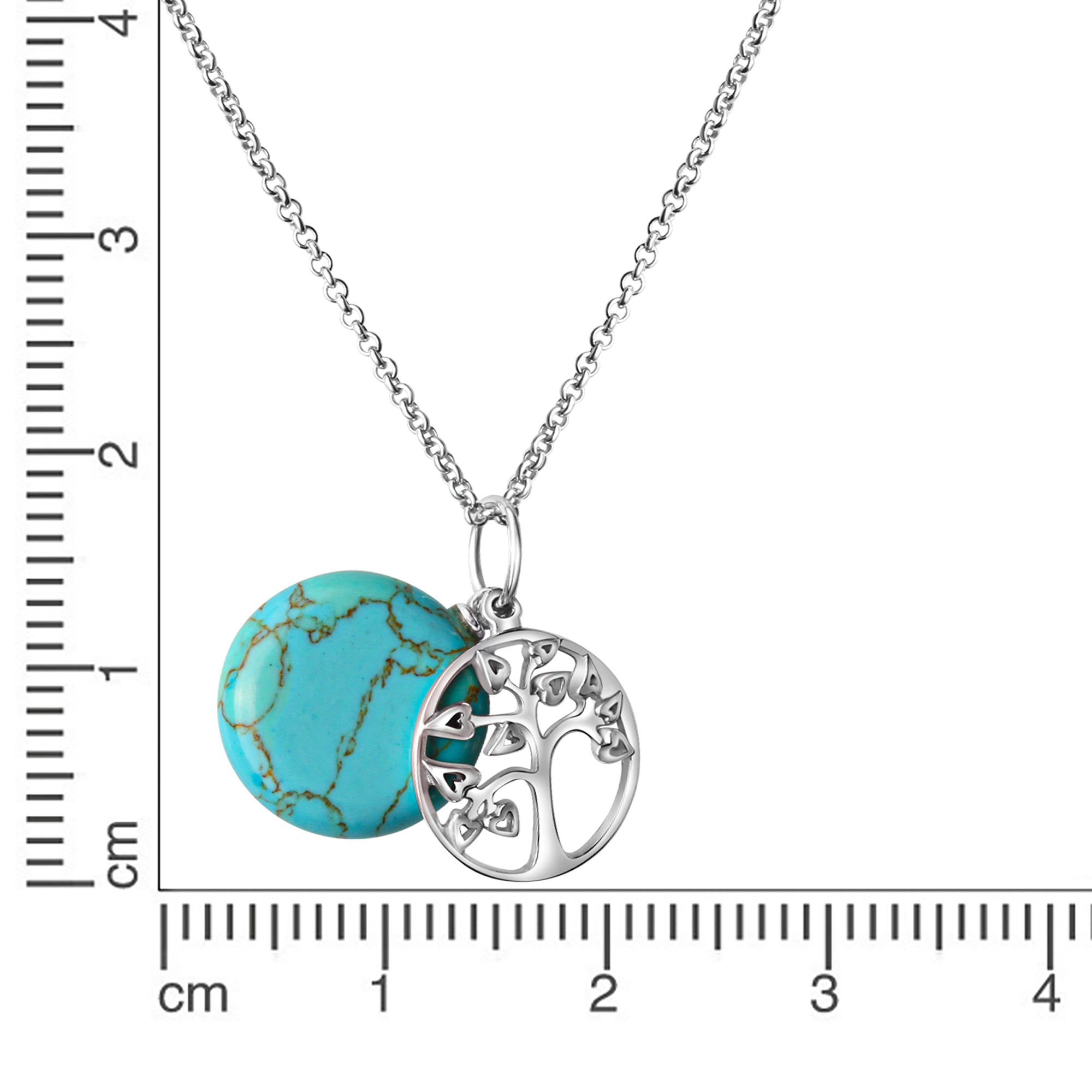 Anhänger mit Kette 925/- Sterling Silber rhodiniert mit 1 Türkis