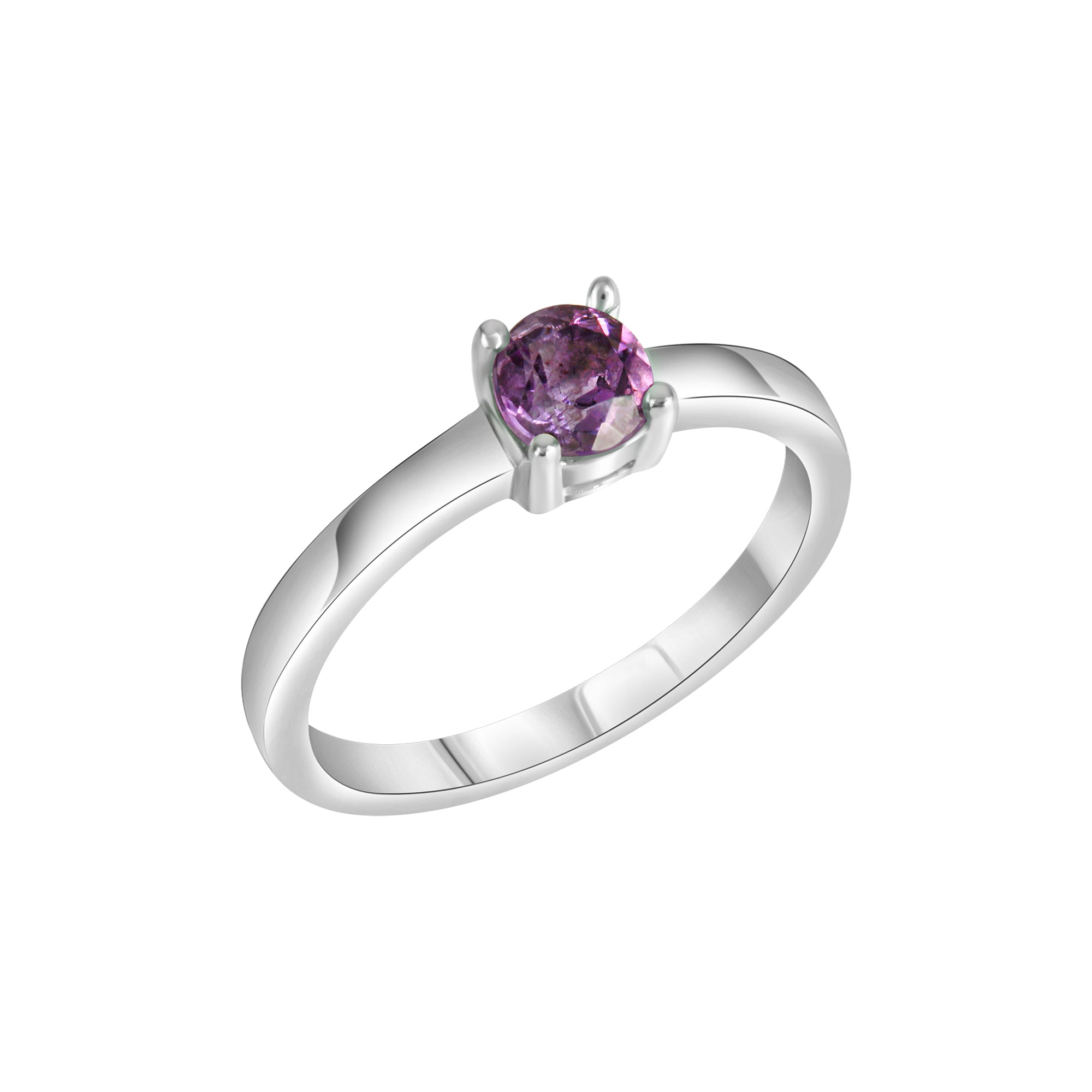 Ring 925-Sterling Silber rhodiniert Amethyst - Ringgröße: 052 (16,6)