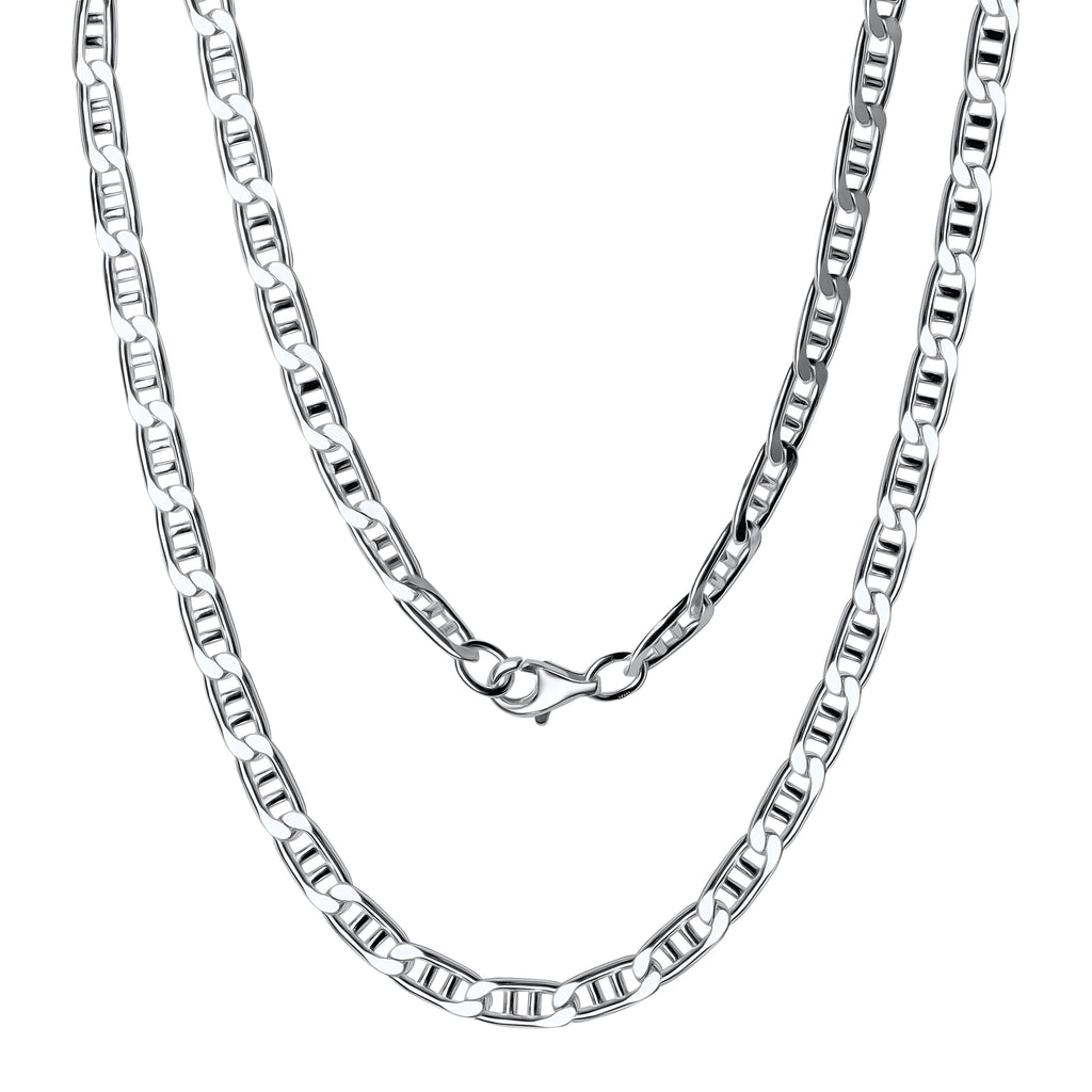 Collier 925/- Sterling Silber weiß Doppel-Stegpanzerkette  50 cm
