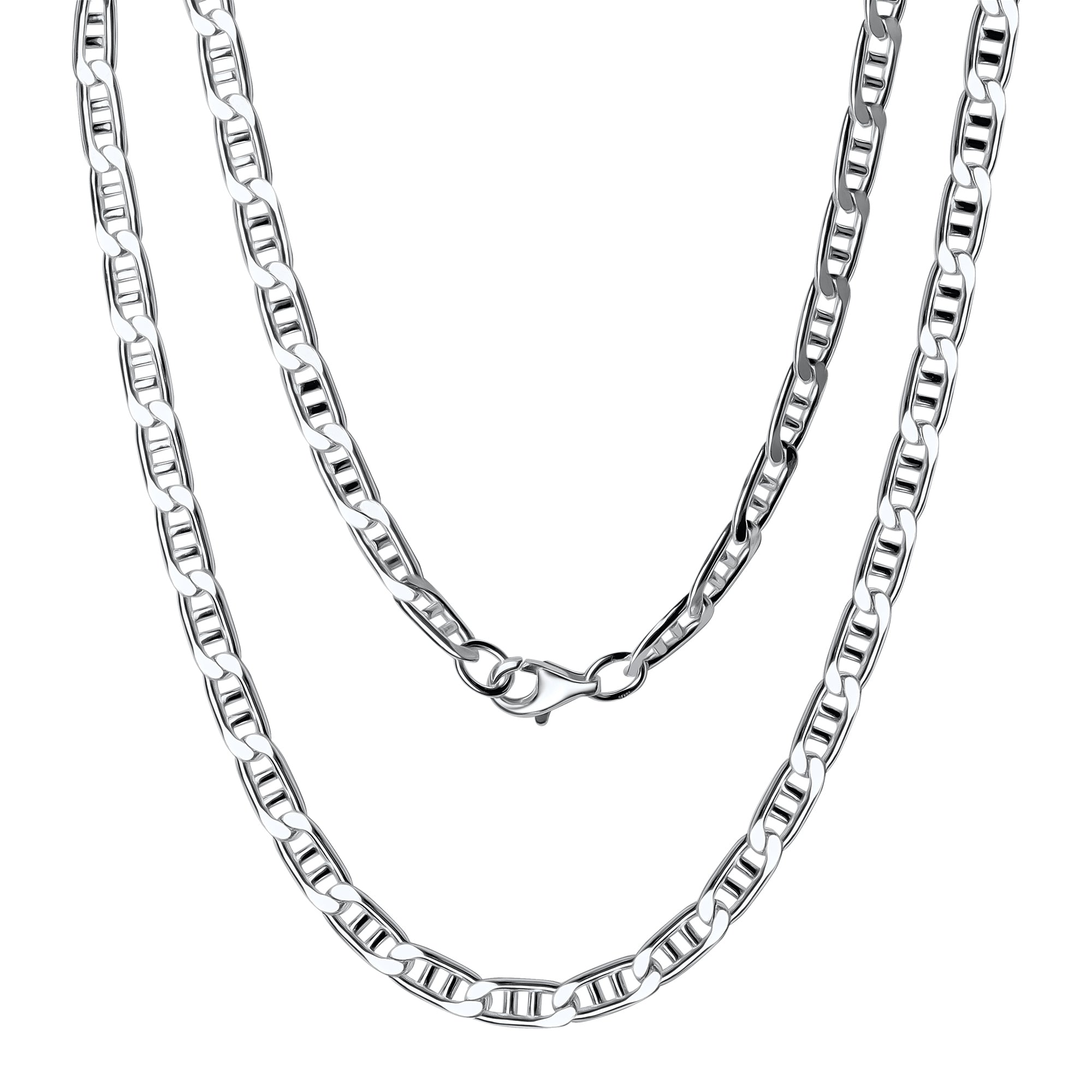 Collier 925/- Sterling Silber weiß Doppel-Stegpanzerkette  50 cm