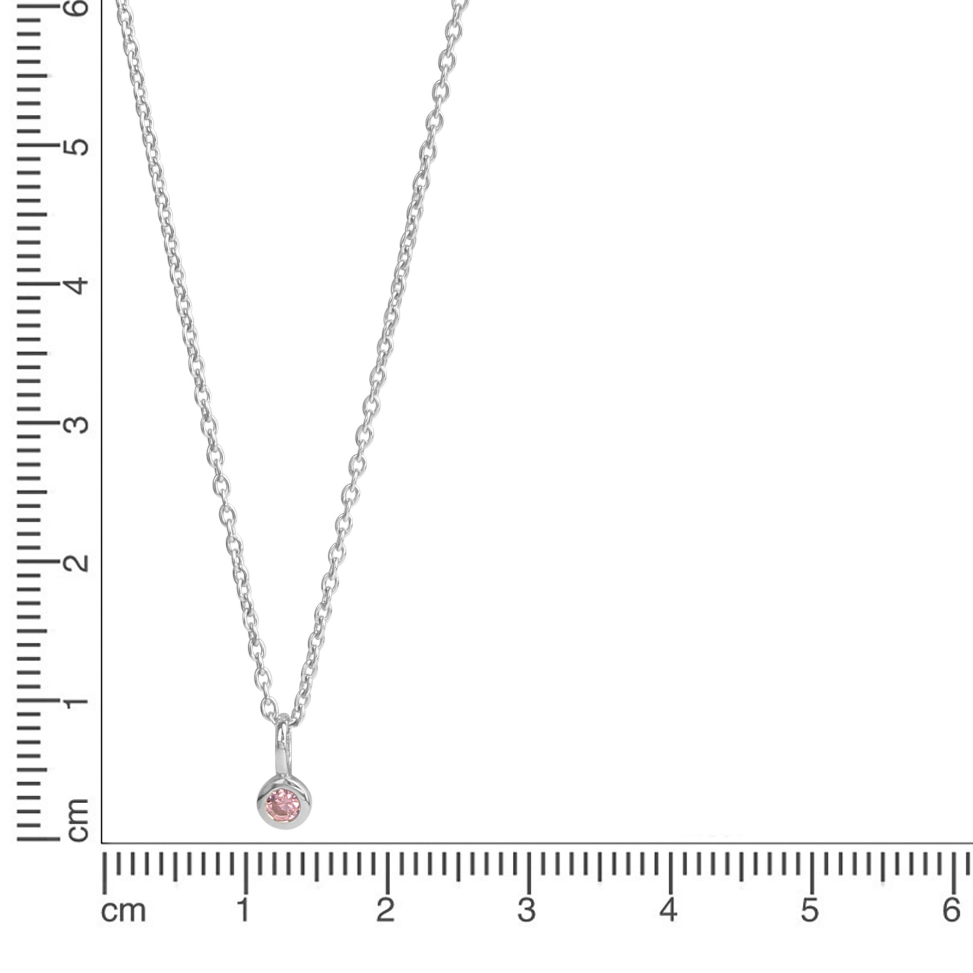 Anhänger mit Kette 925/- Sterling Silber rhodiniert Zirkonia pink