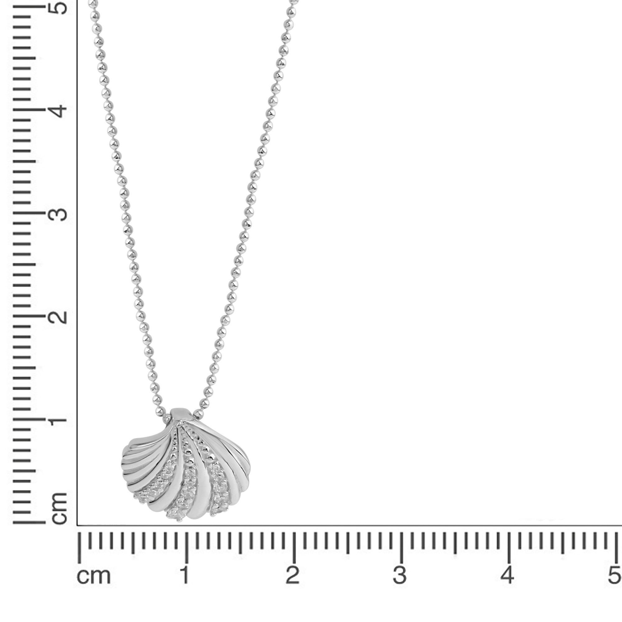 Anhänger mit Kette 925/- Sterling Silber rhodiniert Muschel Zirkonia