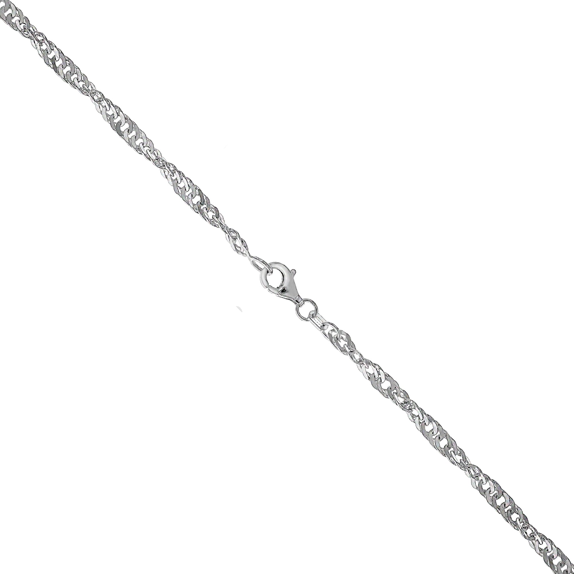 Collier 925/- Sterling Silber weiss Singapurkette 60 cm