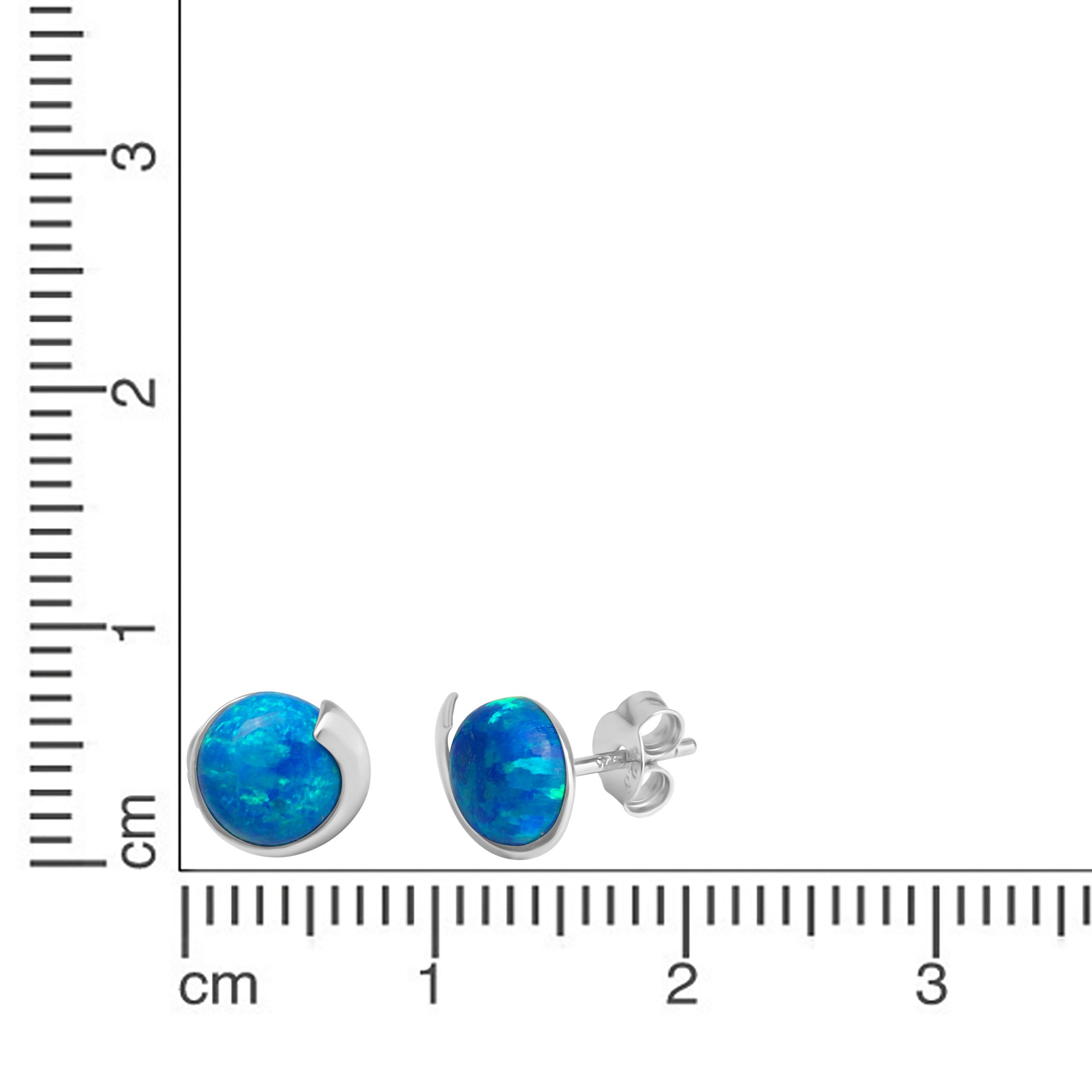 Ohrstecker 925/- Sterling Silber rhodiniert imit. Opal blau