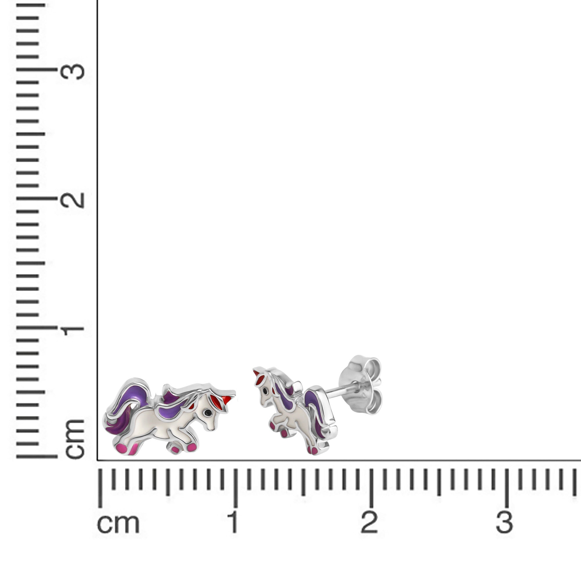 Ohrstecker 925/- Sterling Silber rhodiniert Einhorn