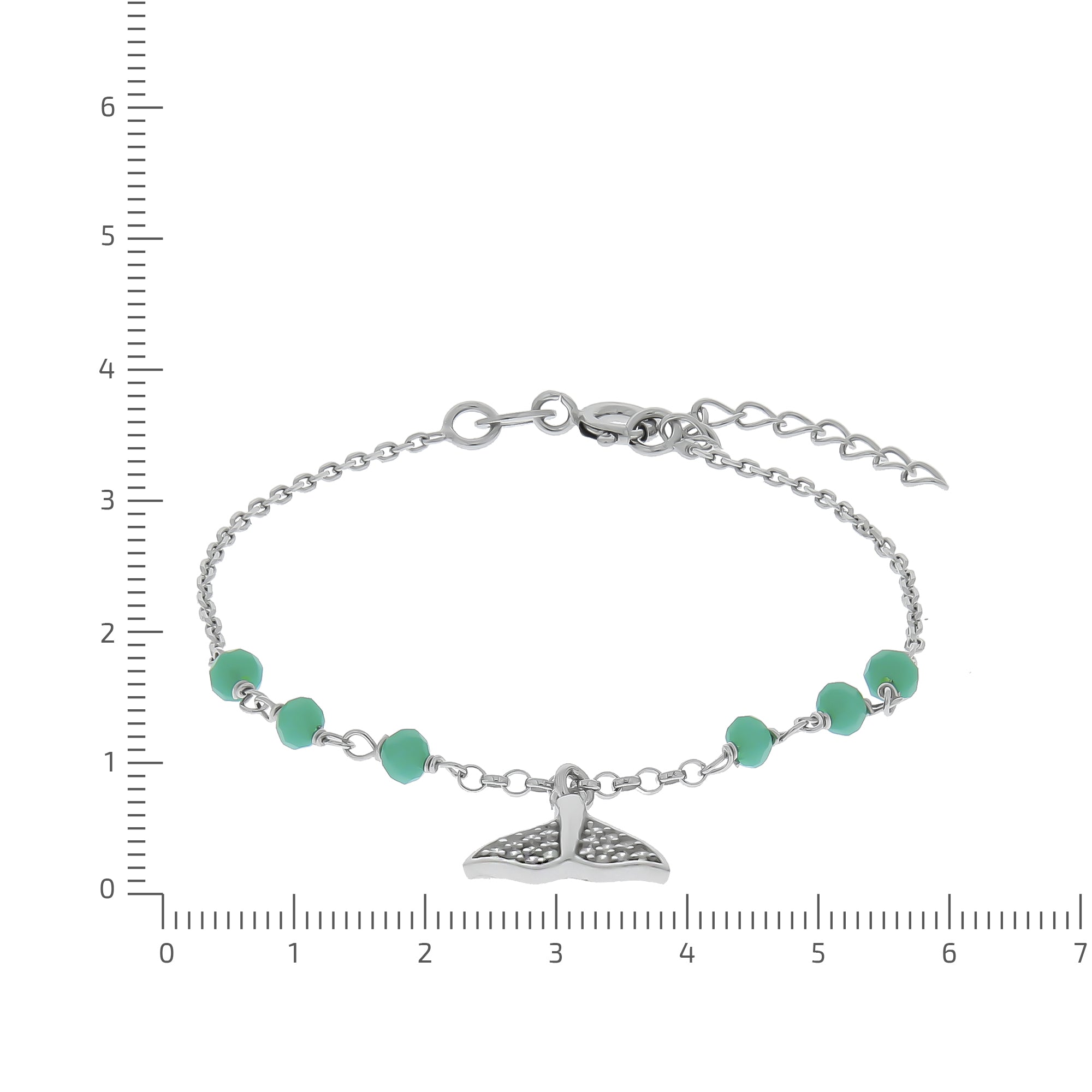Fußkette 925/- Sterling Silber rhodiniert Glassteine und Zirkonia