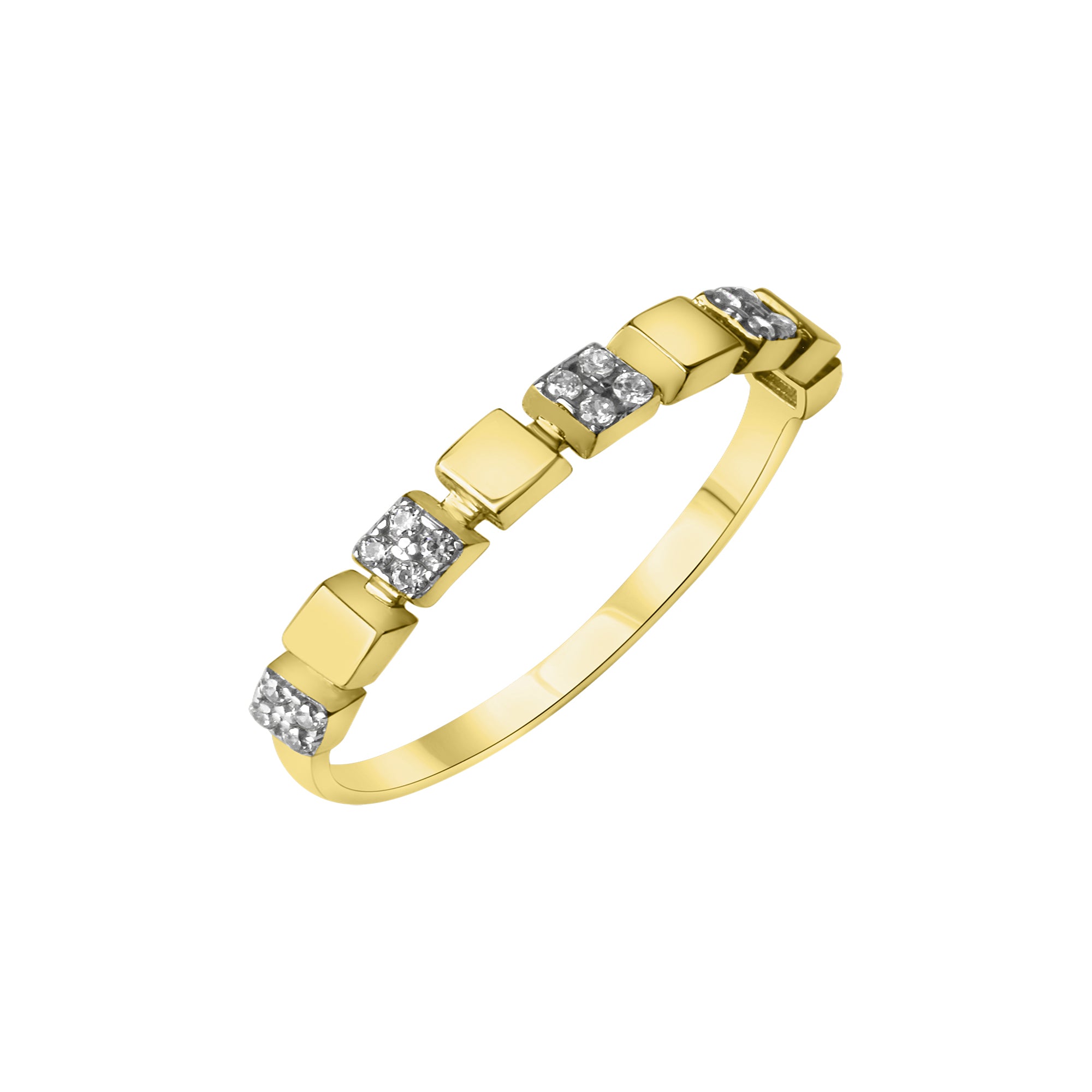 Ring 375/- Gelbgold bicolor Zirkonia - Ringgröße: 056 (17,8)