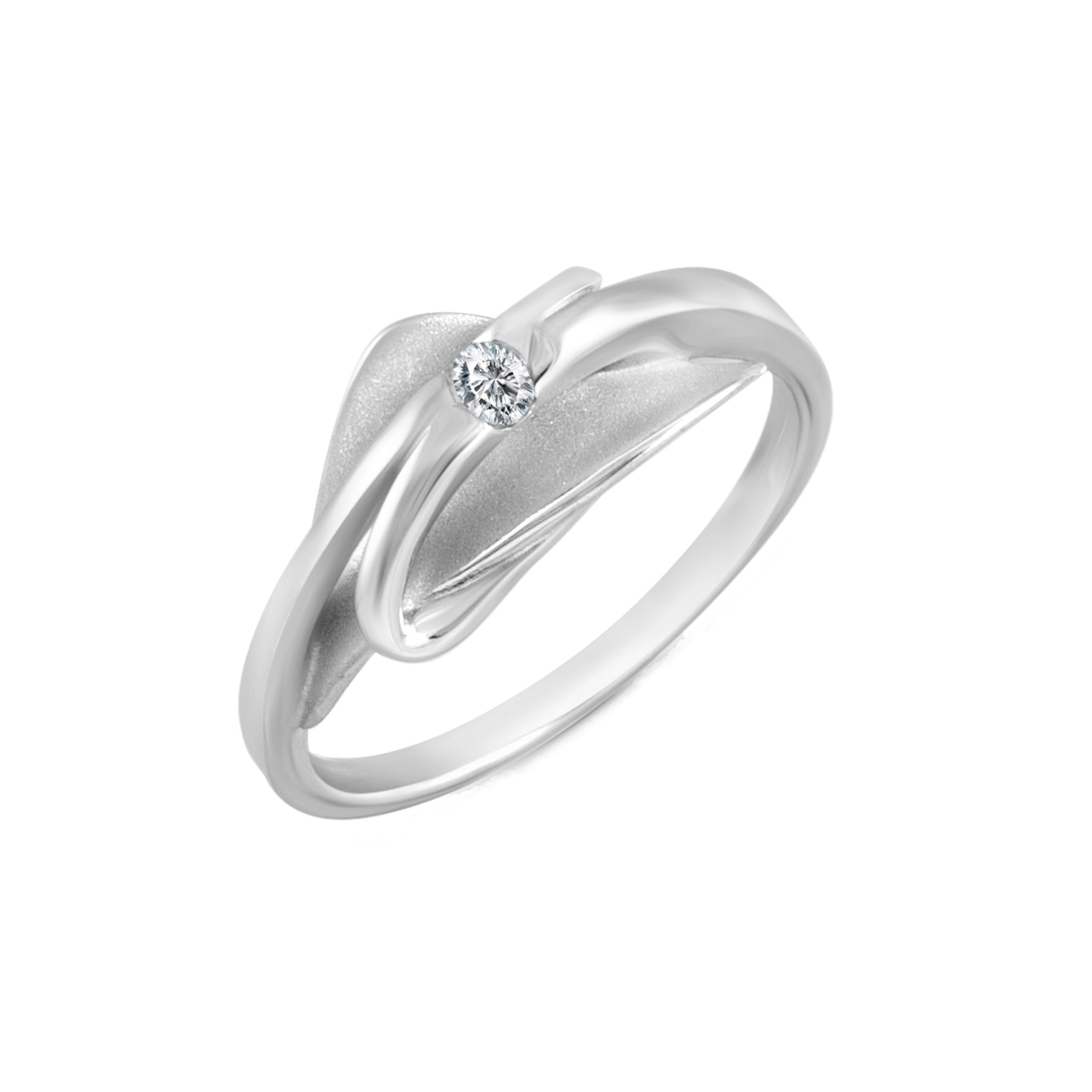 Ring Silber 925 rhodiniert Zirkonia - Ringgröße: 052 (16,6)