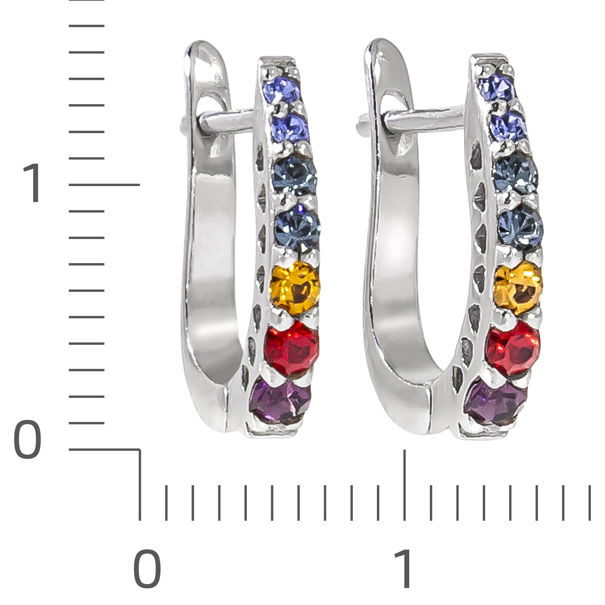 Klappcreolen 925/- Sterling Silber rhodiniert Kristall bunt