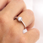 Ring Silber 925 rhodiniert mit weißem Zirkonia-Stein - Ringgröße: 060 (19,1)