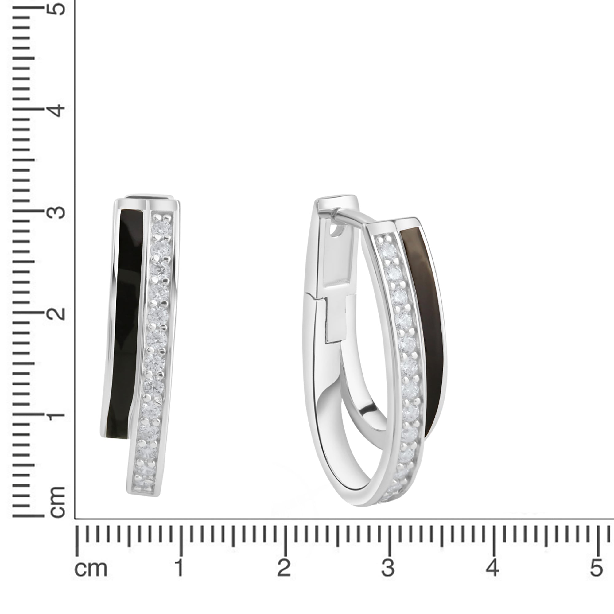 Klappcreolen 925/- Sterling Silber Zirkonia Lack