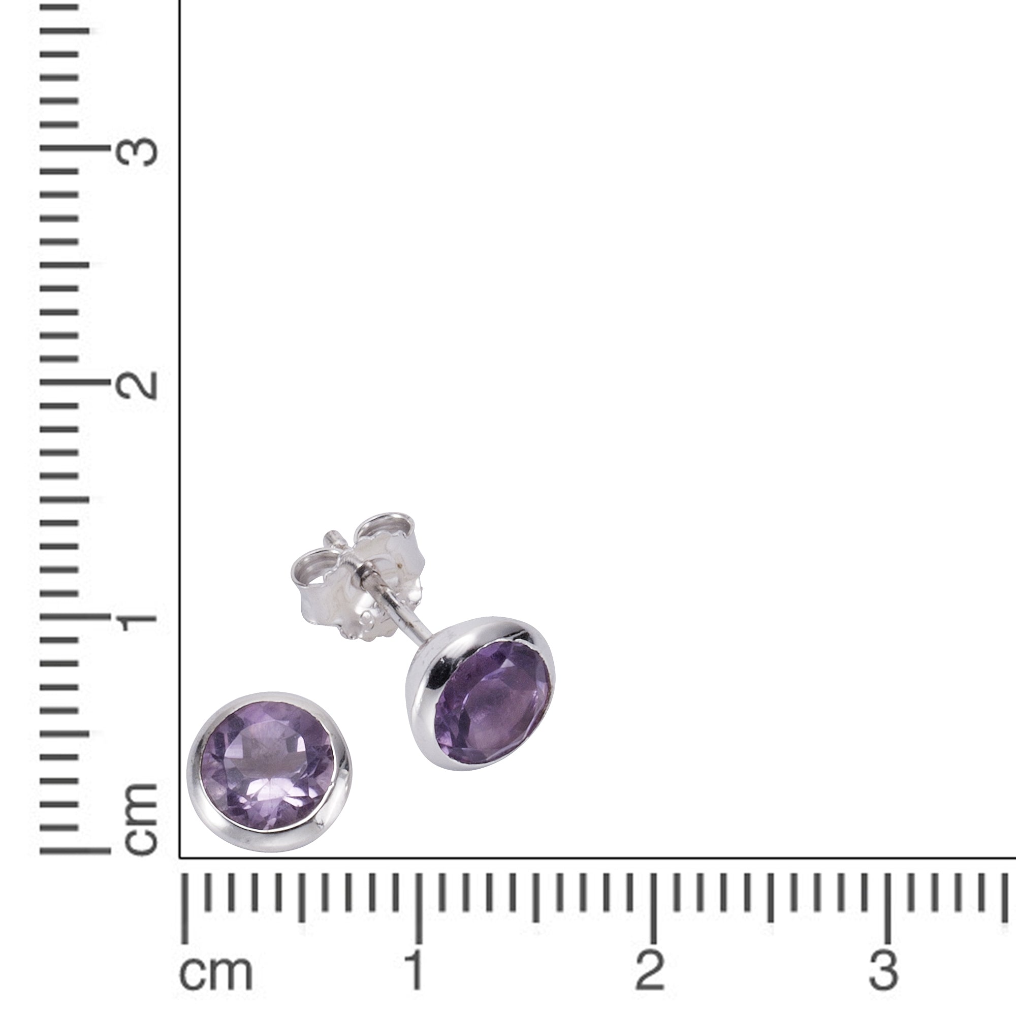 Ohrringe Silber 925 rhodiniert mit echtem Amethyst 7,5mm