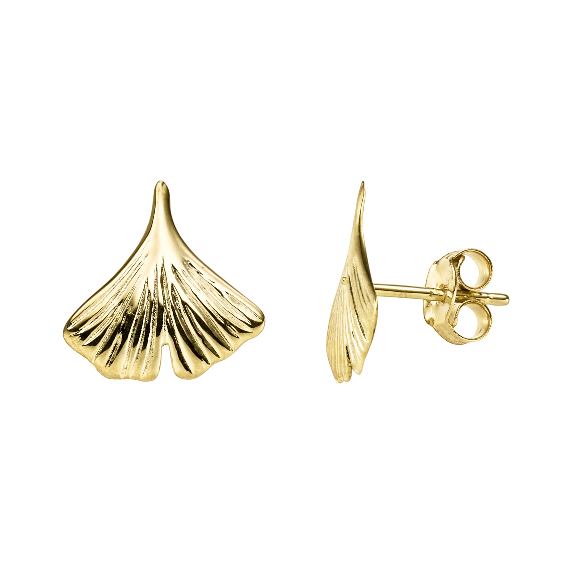 Ohrstecker 333/- Gelbgold Ginkgo 12x12mm