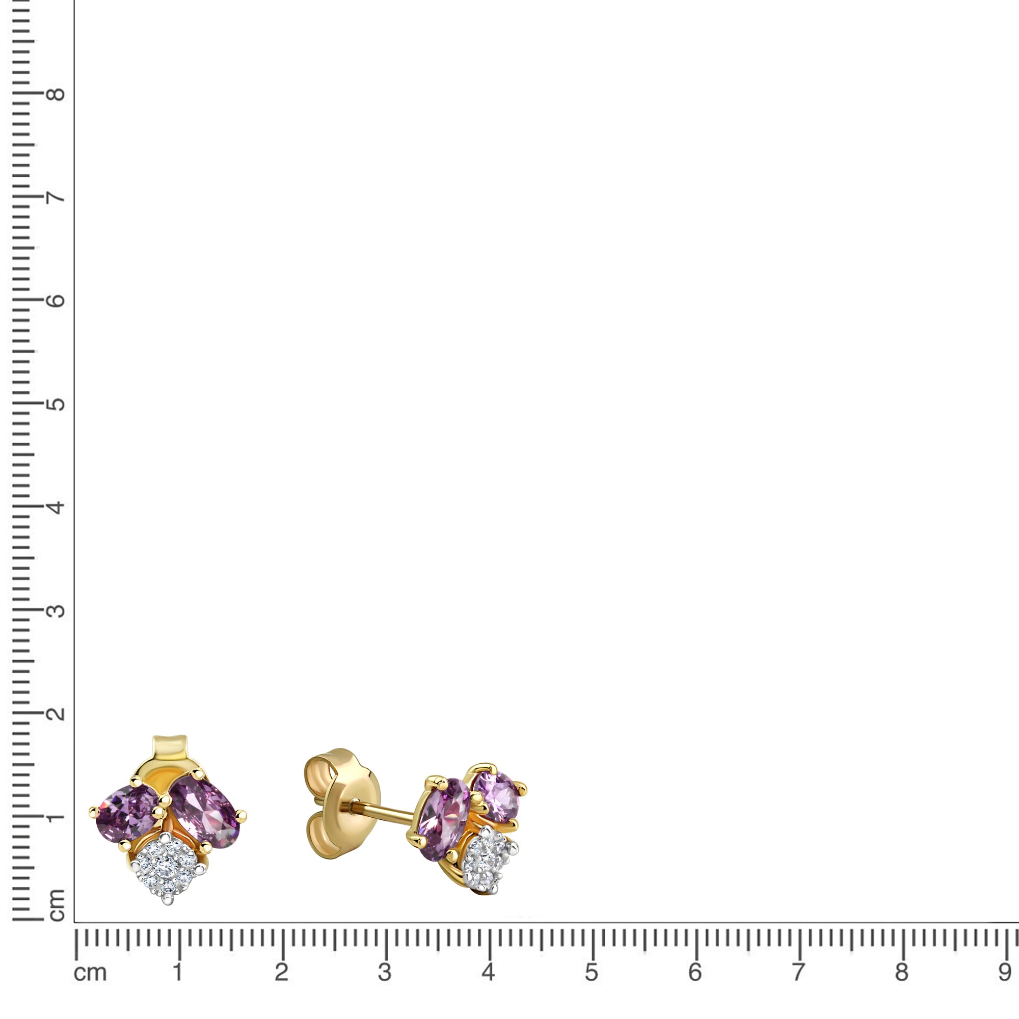 Ohrringe Gold 375 Amethyst + Zirkonia