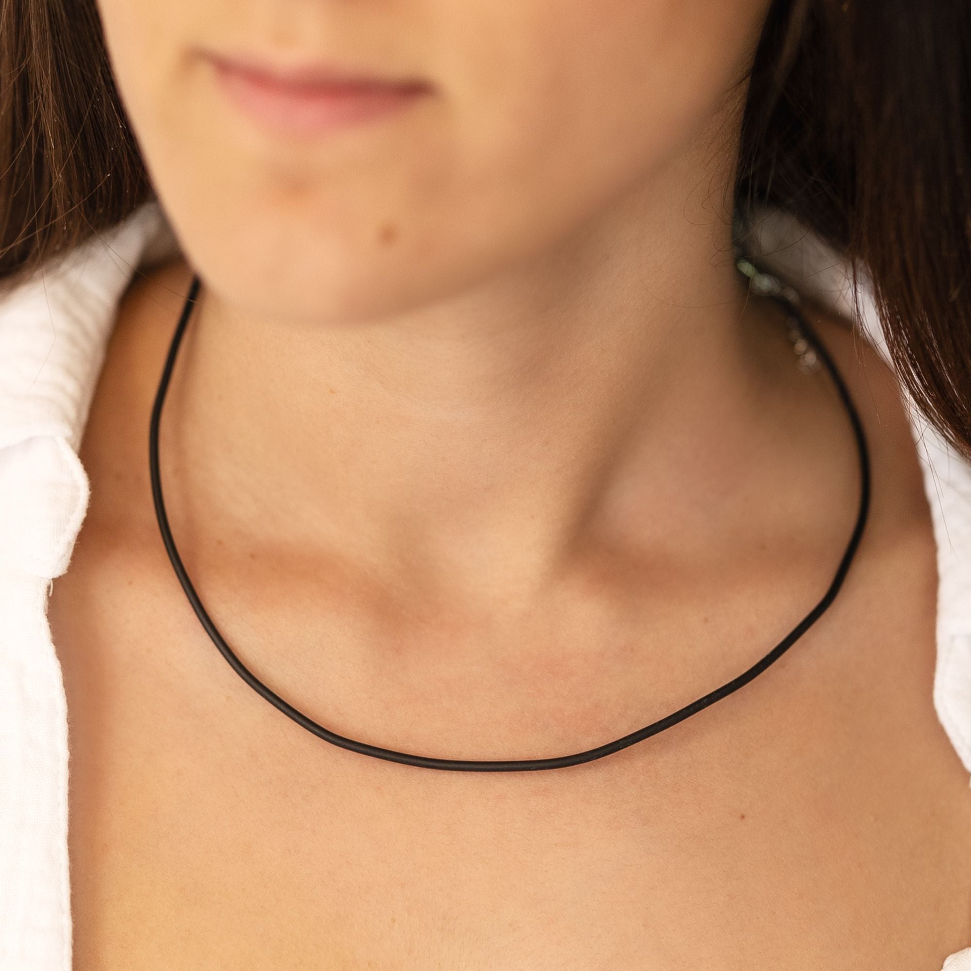 Collier 925/- Sterling Silber rhod. Kautschuk 50cm