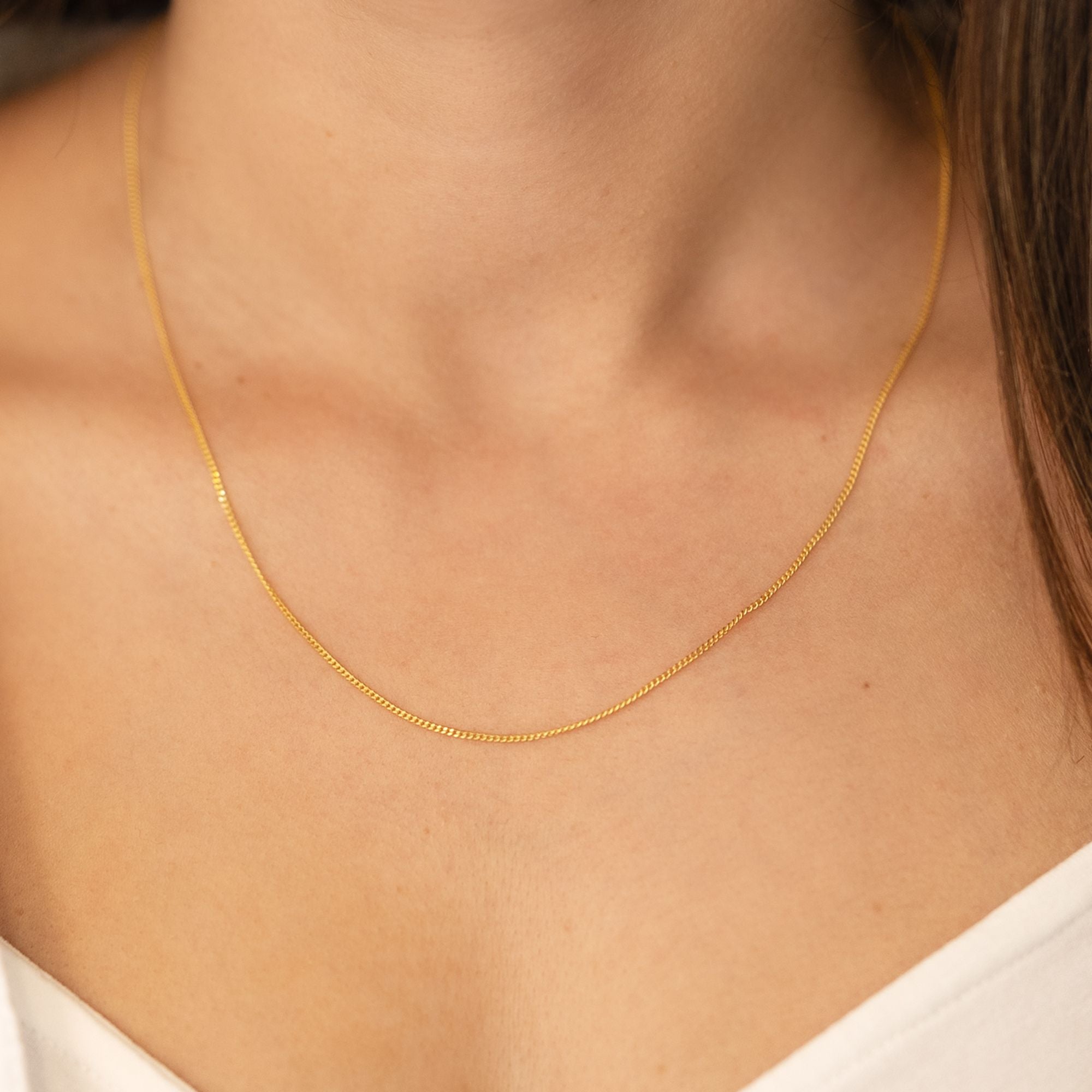 Kette Gold Damen ohne Anhänger – 925 Sterling Silber vergoldet – Panzerkette 45 cm