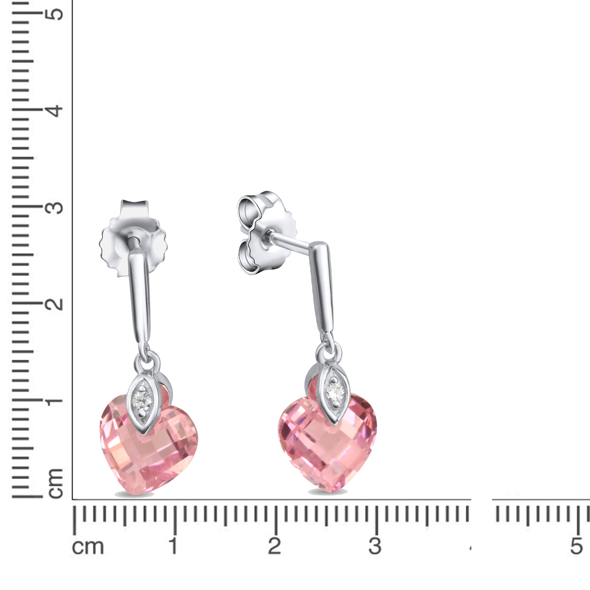 Ohrringe 925 Sterling Silber Zirkonia Herz pink