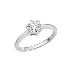 Ring Silber 925 rhodiniert mit weißem Zirkonia-Stein - Ringgröße: 060 (19,1)