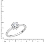 Ring Silber 925 rhodiniert mit weißem Zirkonia-Stein - Ringgröße: 060 (19,1)