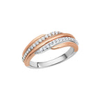 Ring Silber 925 zweifarbig mit Zirkonia weiß - Ringgröße: 054 (17,2)
