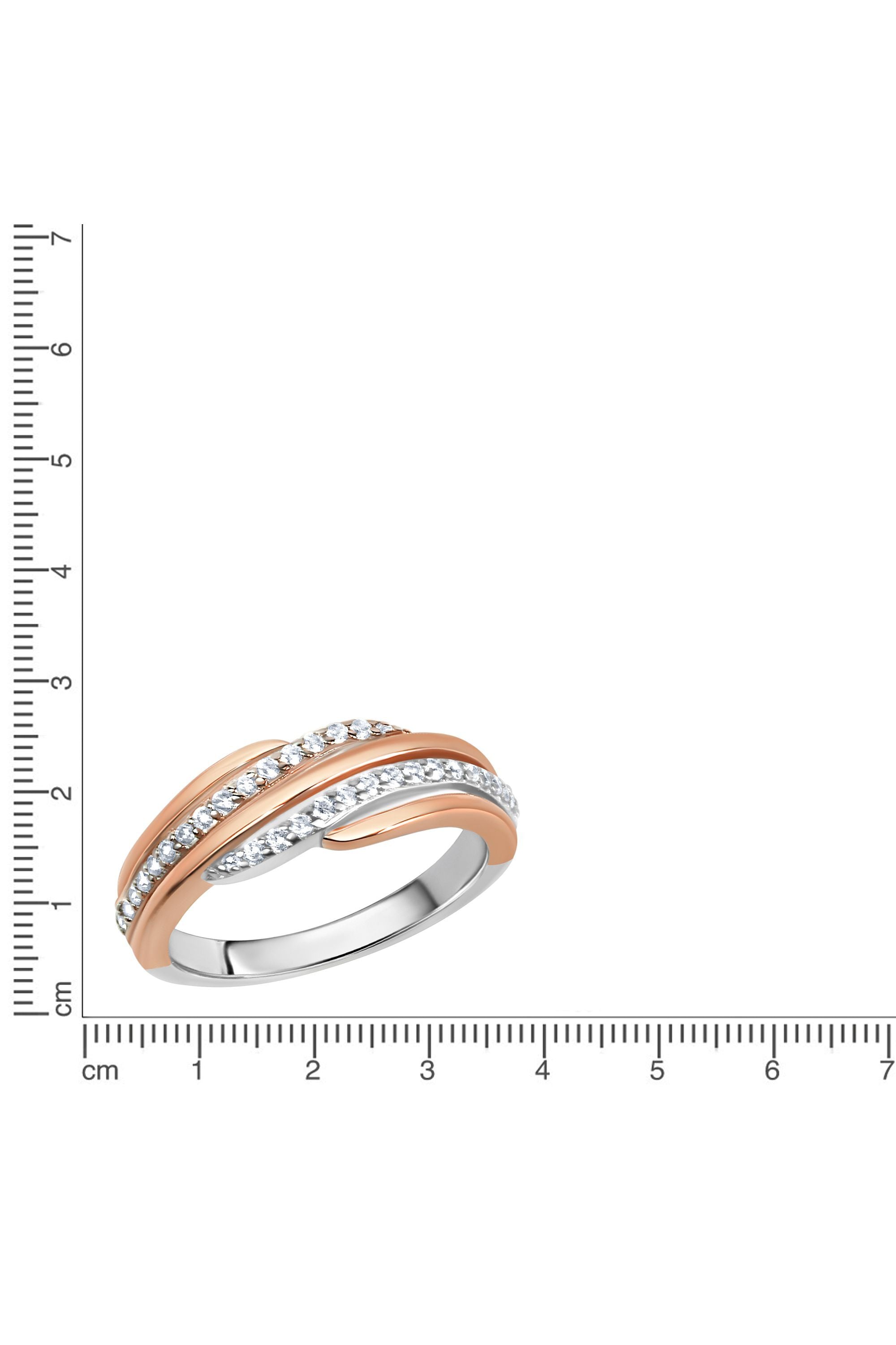 Ring Silber 925 zweifarbig mit Zirkonia weiß - Ringgröße: 060 (19,1)