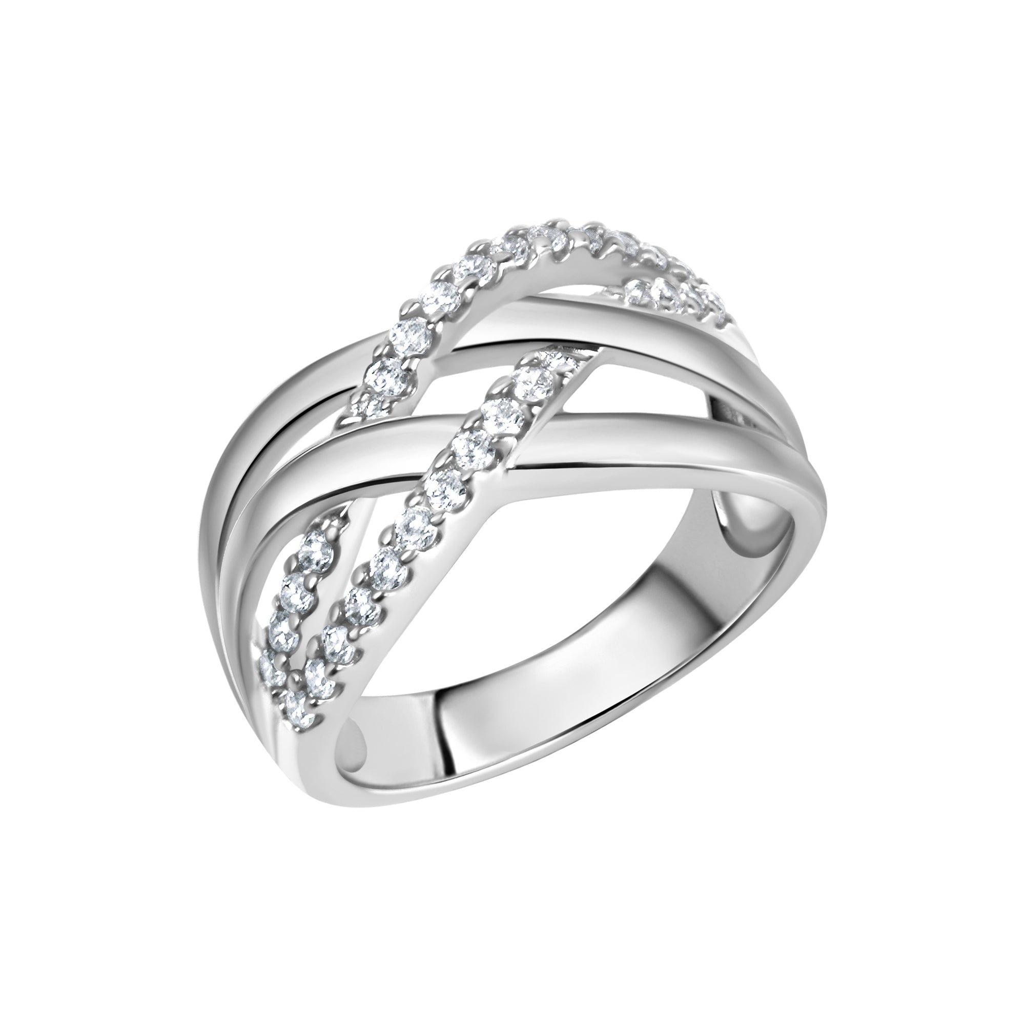 Ring Silber 925 rhodiniert mit Zirkonia weiß - Ringgröße: 019 (60,0)