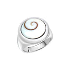Ring Silber 925 rhodiniert mit weißer Muschel - Ringgröße: 062 (19,7)