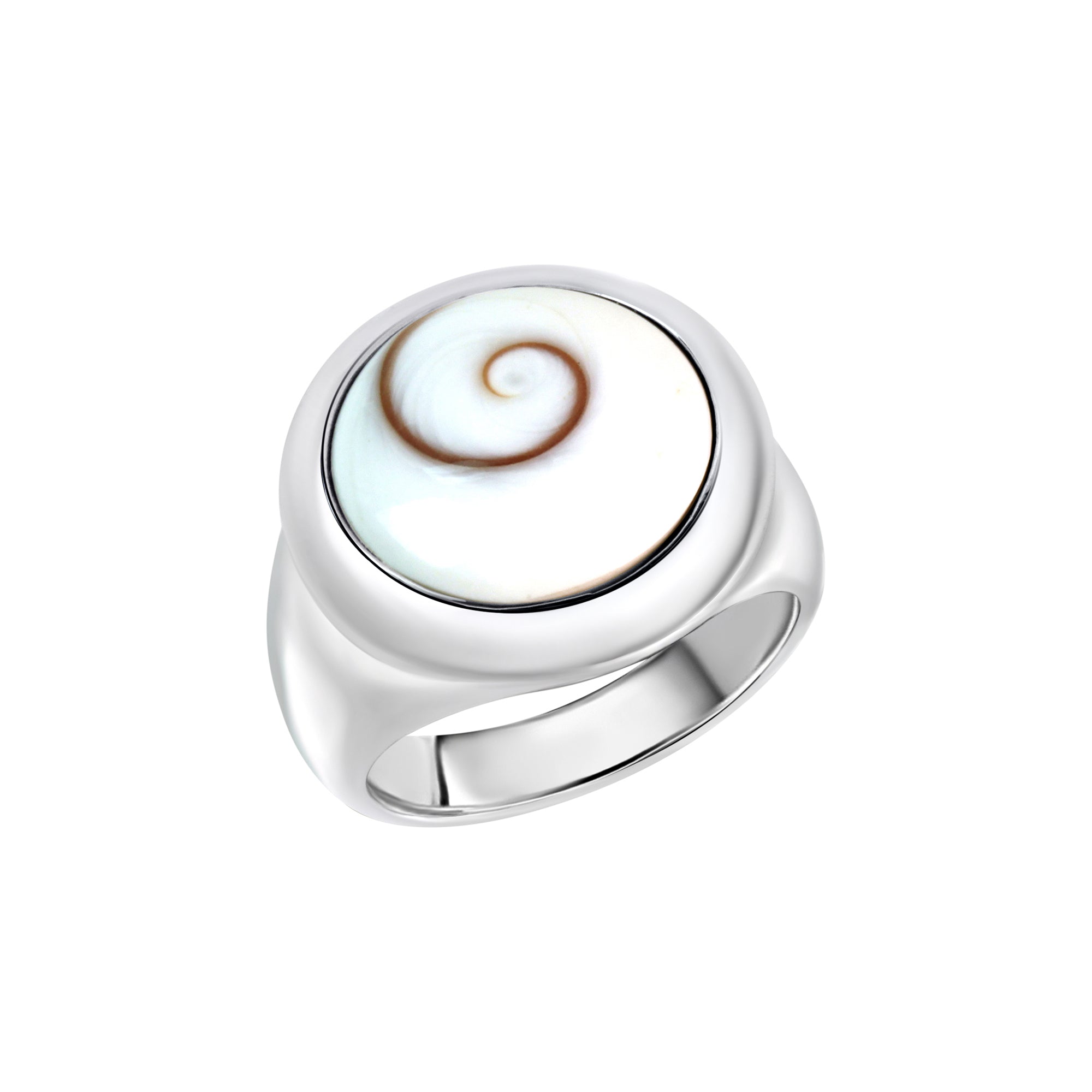 Ring Silber 925 rhodiniert mit weißer Muschel - Ringgröße: 062 (19,7)