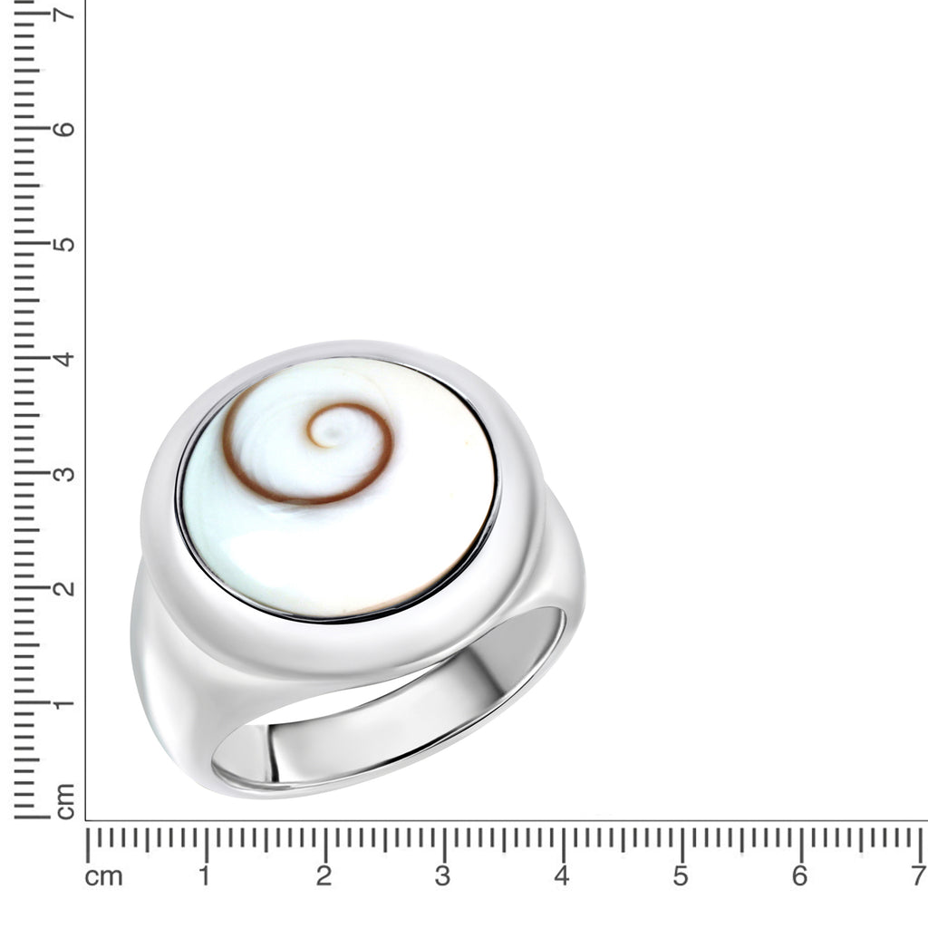 Ring Silber 925 rhodiniert mit weißer Muschel - Ringgröße: 058 (18,5)