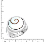 Ring Silber 925 rhodiniert mit weißer Muschel - Ringgröße: 058 (18,5)