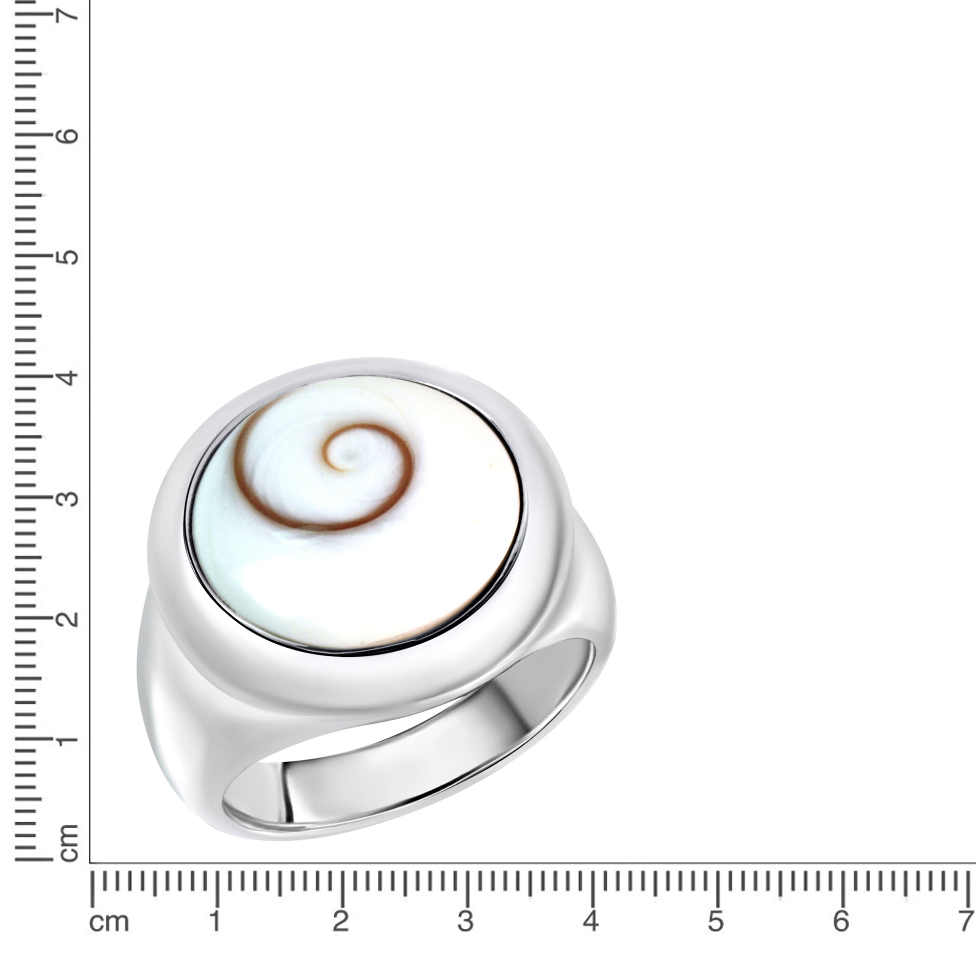 Ring Silber 925 rhodiniert mit weißer Muschel - Ringgröße: 064 (20,4)