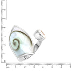 Ring Silber 925 mit weißer Muschel – 28 mm breit – Ringgröße: 058 (18,5)