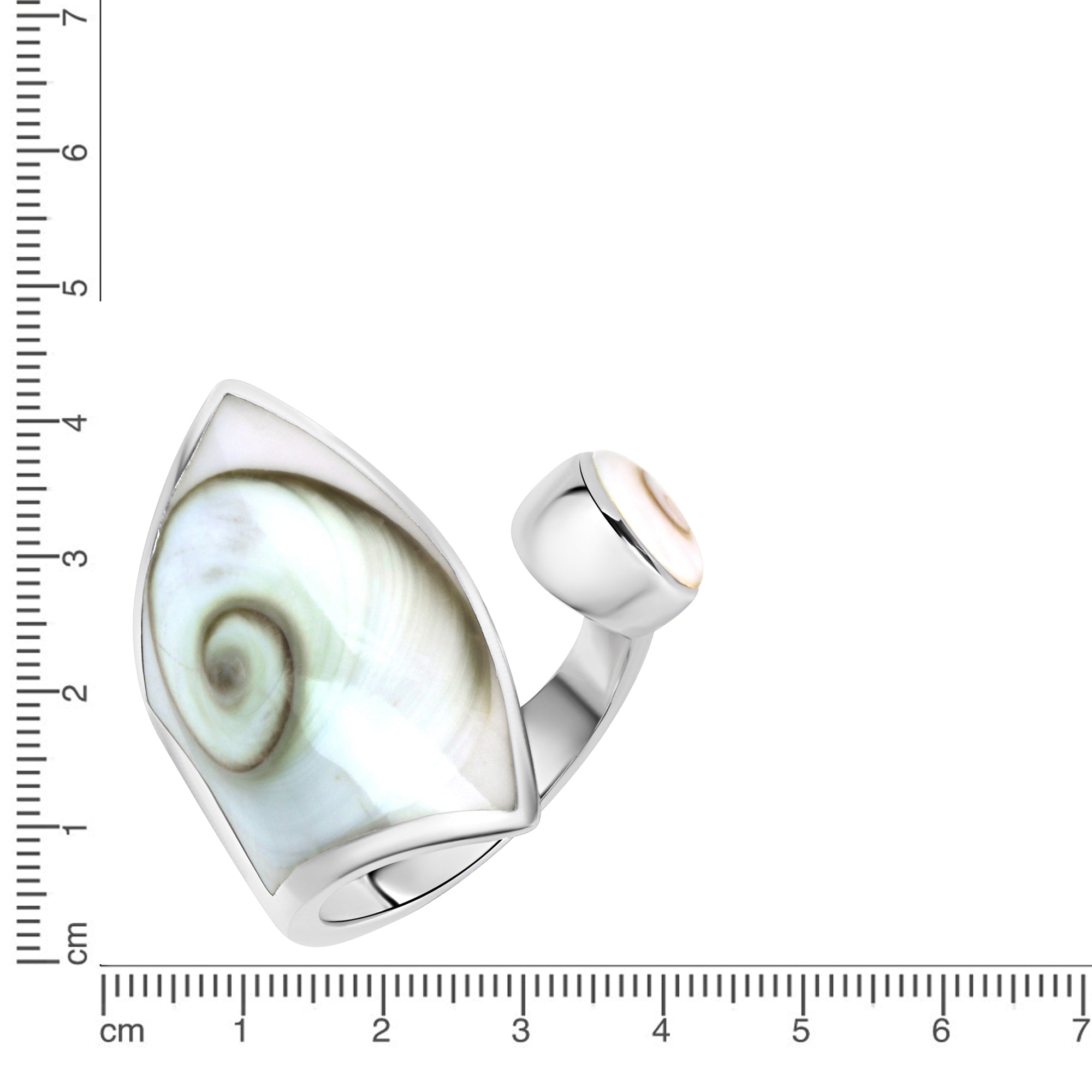 Ring Silber 925 mit weißer Muschel – 28 mm breit – Ringgröße: 058 (18,5)